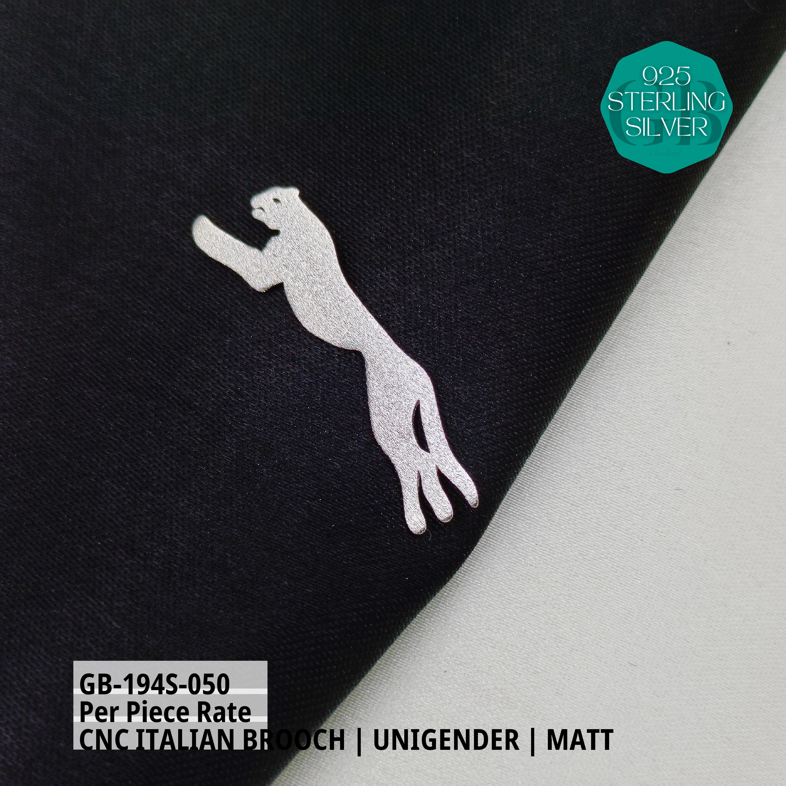 ITALIAN CNC BROOCHES - SILVER - Premium 925 Silver Jewellery - SKU: GB-194S-050 - Hyderabad Silver Importers