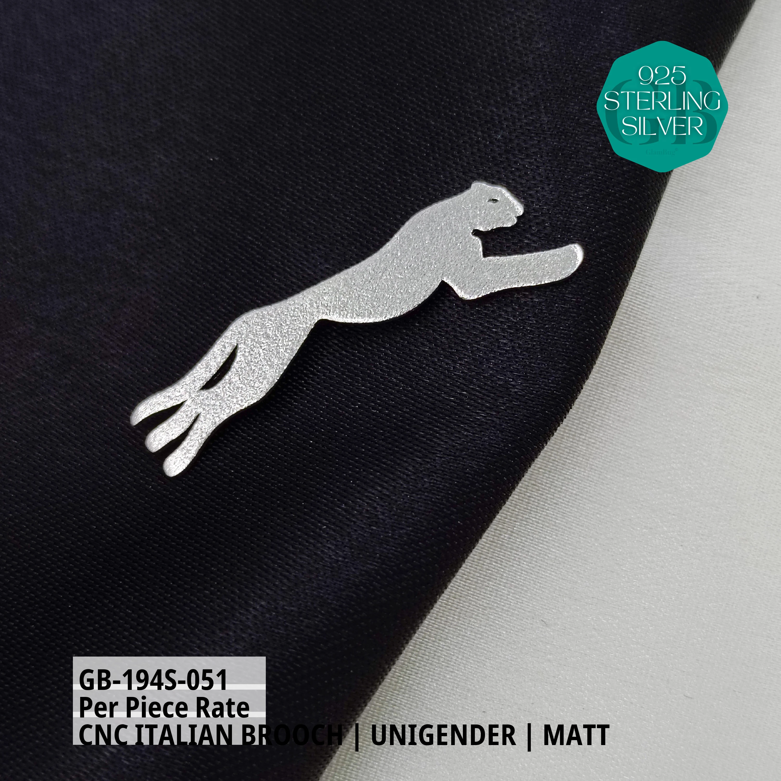 ITALIAN CNC BROOCHES - SILVER - Premium 925 Silver Jewellery - SKU: GB-194S-051 - Hyderabad Silver Importers