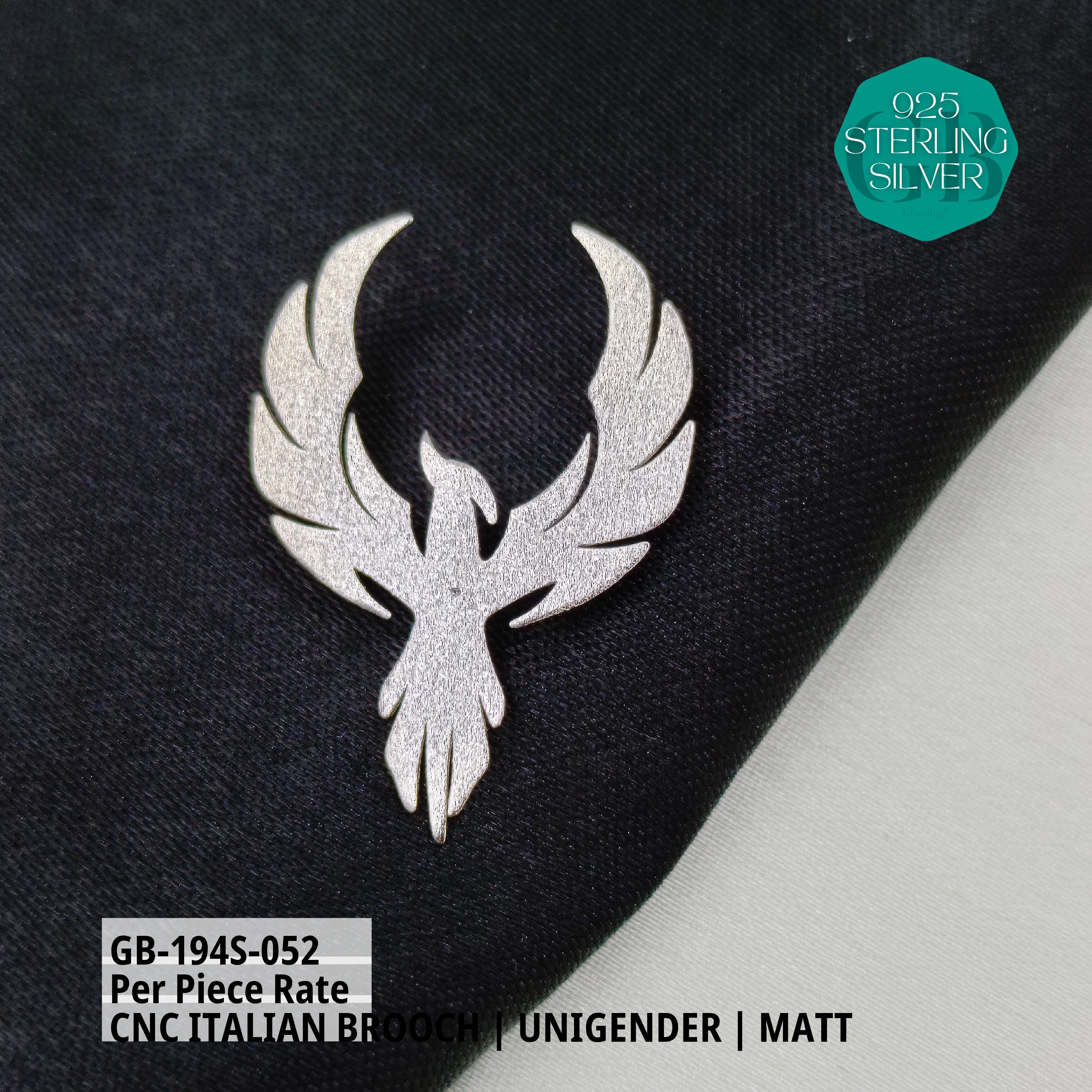 ITALIAN CNC BROOCHES - SILVER - Premium 925 Silver Jewellery - SKU: GB-194S-052 - Hyderabad Silver Importers