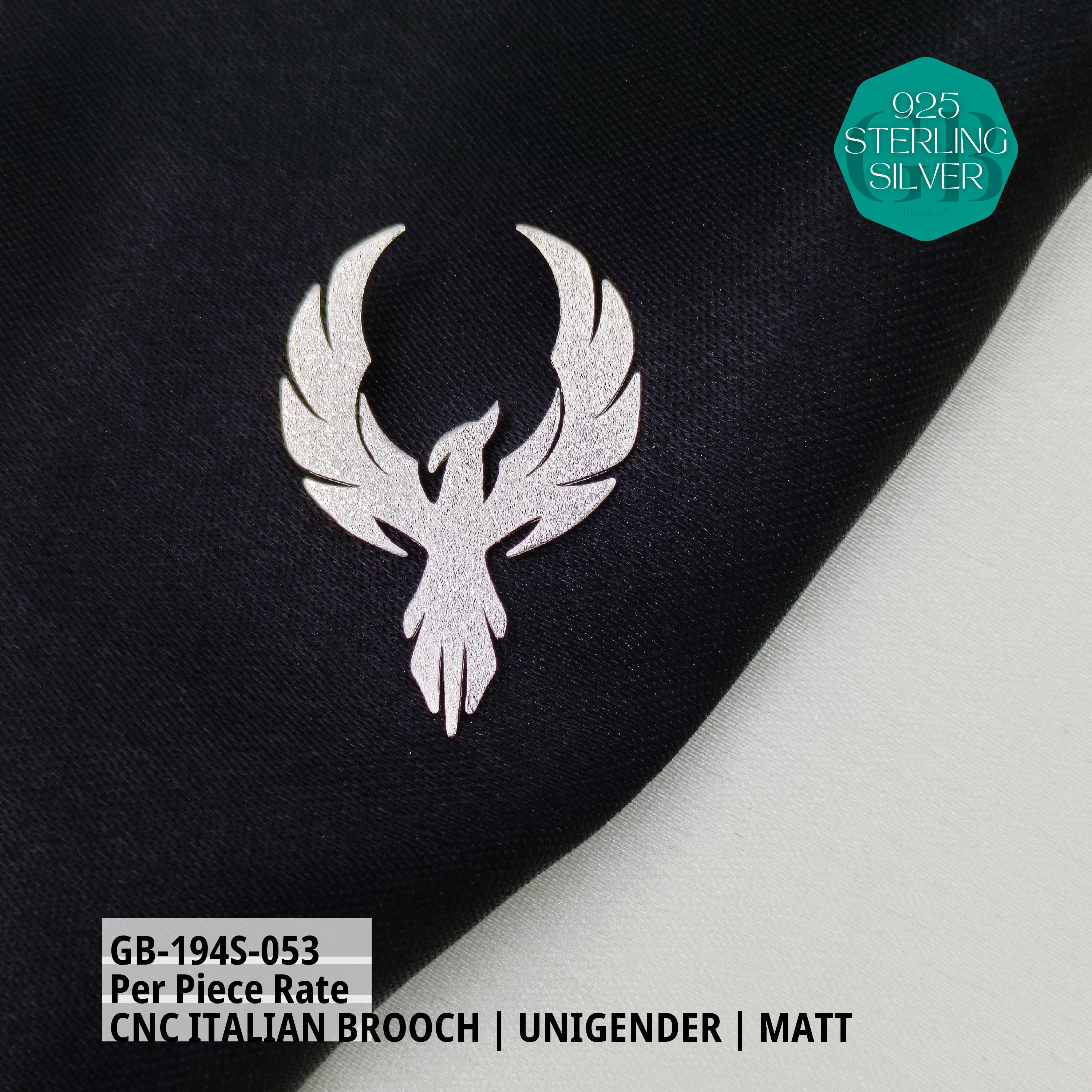 ITALIAN CNC BROOCHES - SILVER - Premium 925 Silver Jewellery - SKU: GB-194S-053 - Hyderabad Silver Importers