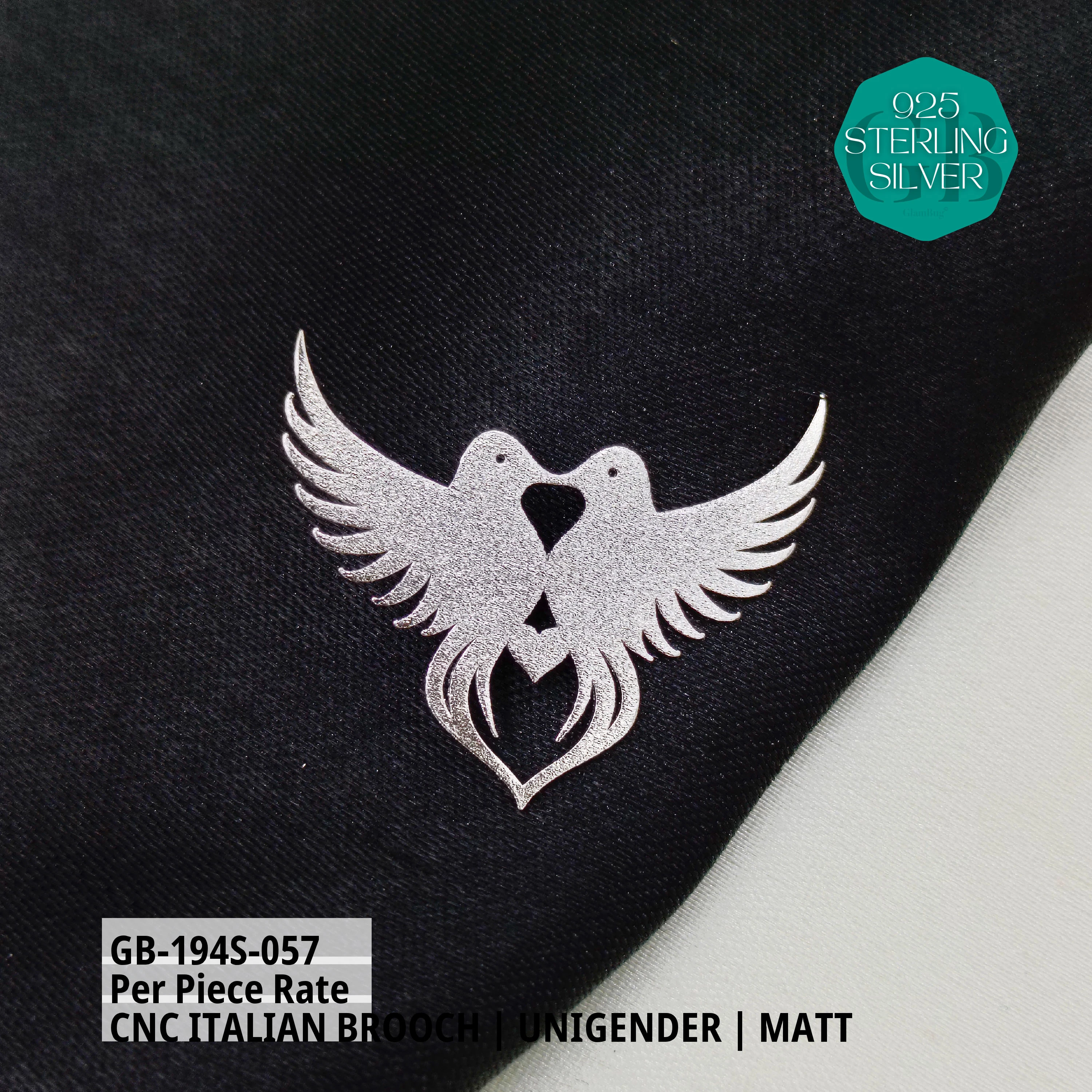 ITALIAN CNC BROOCHES - SILVER - Premium 925 Silver Jewellery - SKU: GB-194S-057 - Hyderabad Silver Importers