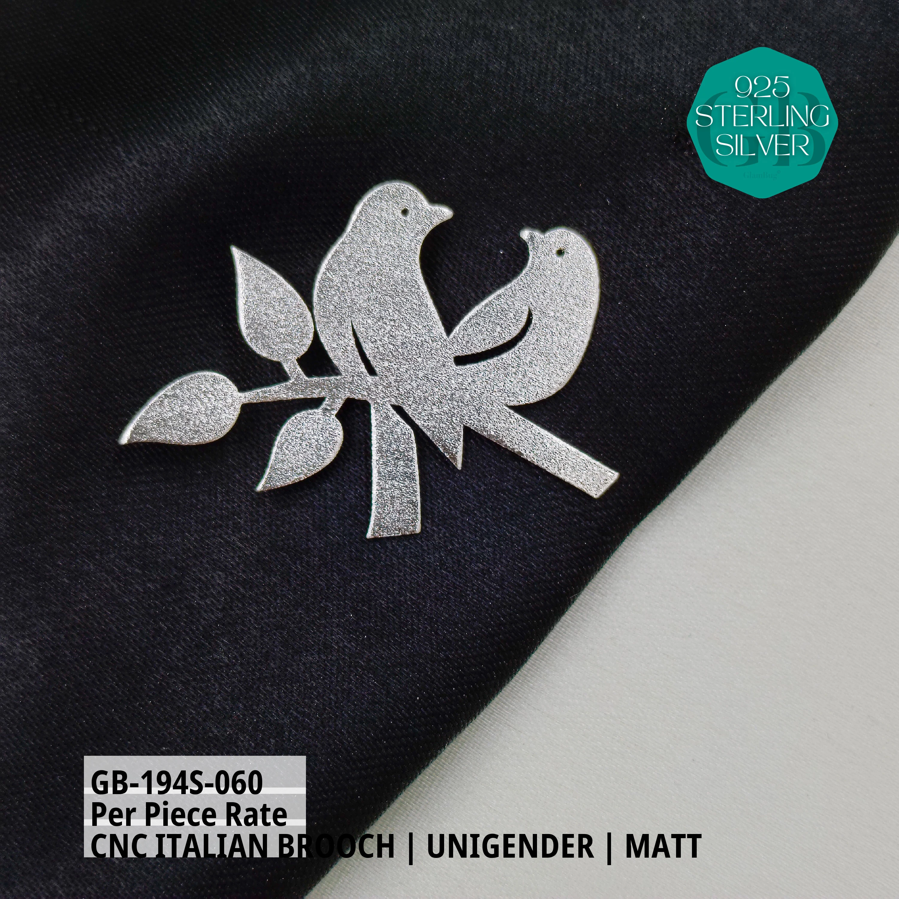 ITALIAN CNC BROOCHES - SILVER - Premium 925 Silver Jewellery - SKU: GB-194S-060 - Hyderabad Silver Importers