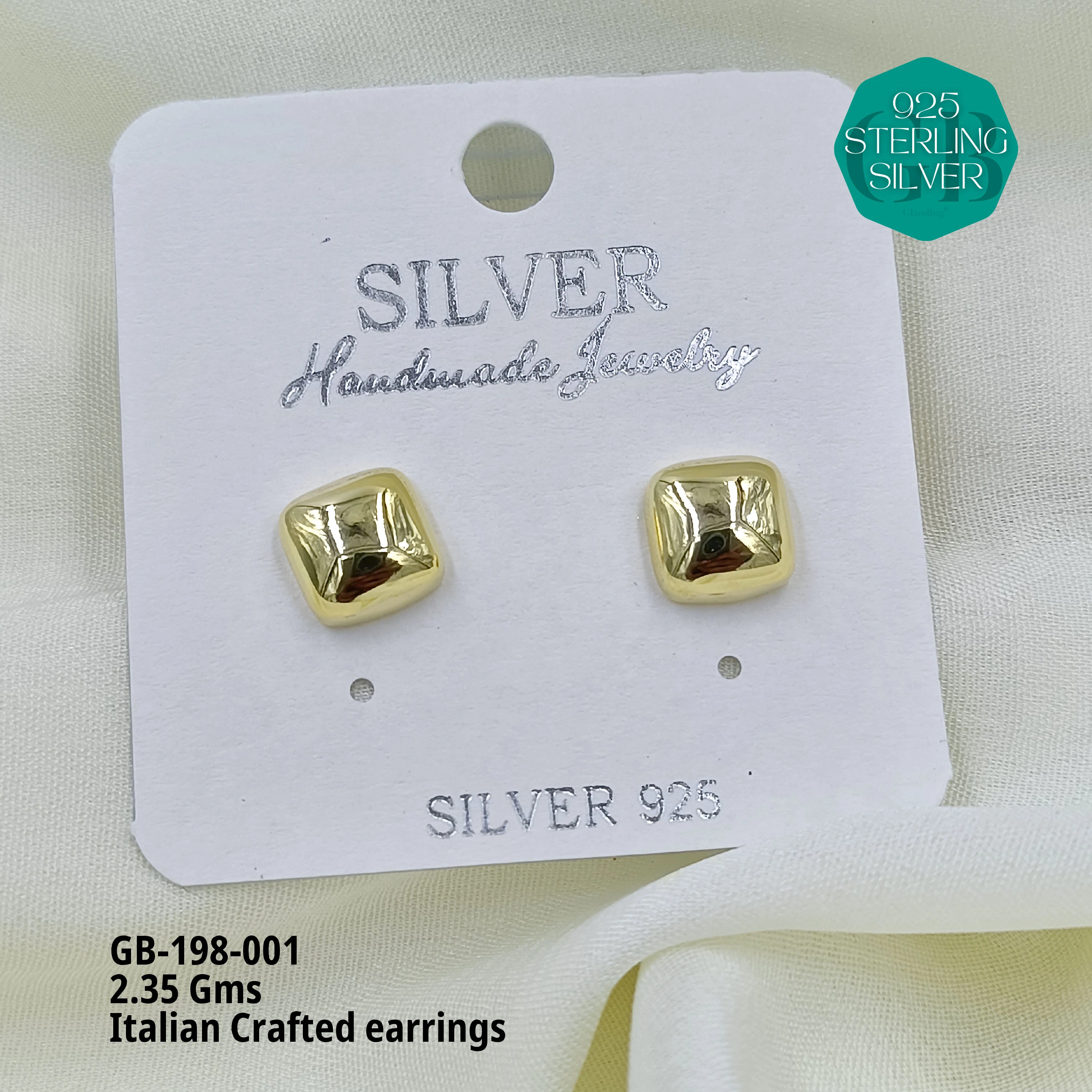 ITALIAN EARRINGS - NON STUDDED - Premium 925 Silver Jewellery - SKU: GB-198-001 - Hyderabad Silver Importers
