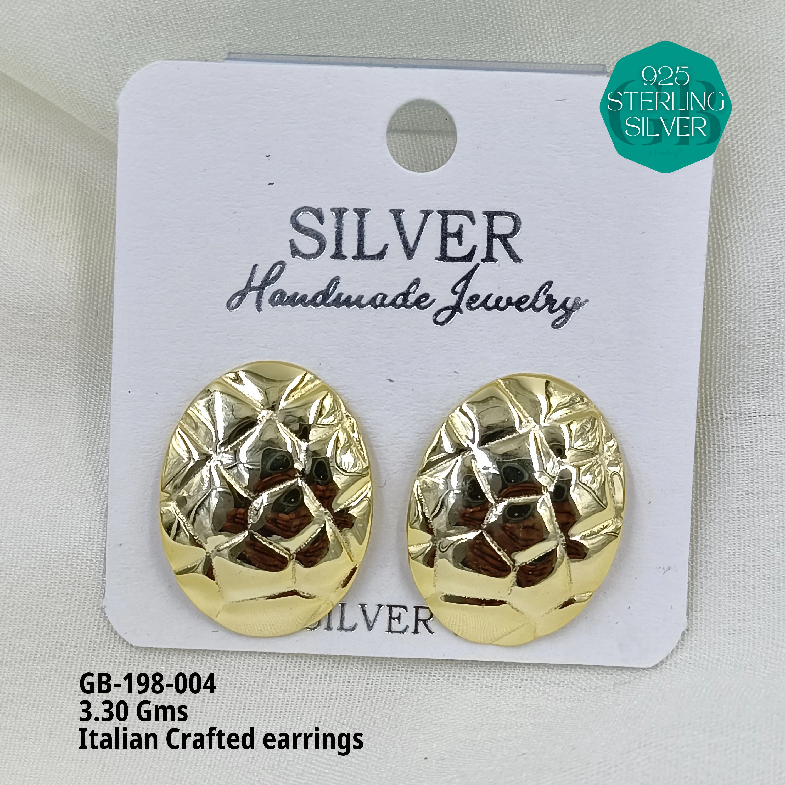 ITALIAN EARRINGS - NON STUDDED - Premium 925 Silver Jewellery - SKU: GB-198-004 - Hyderabad Silver Importers