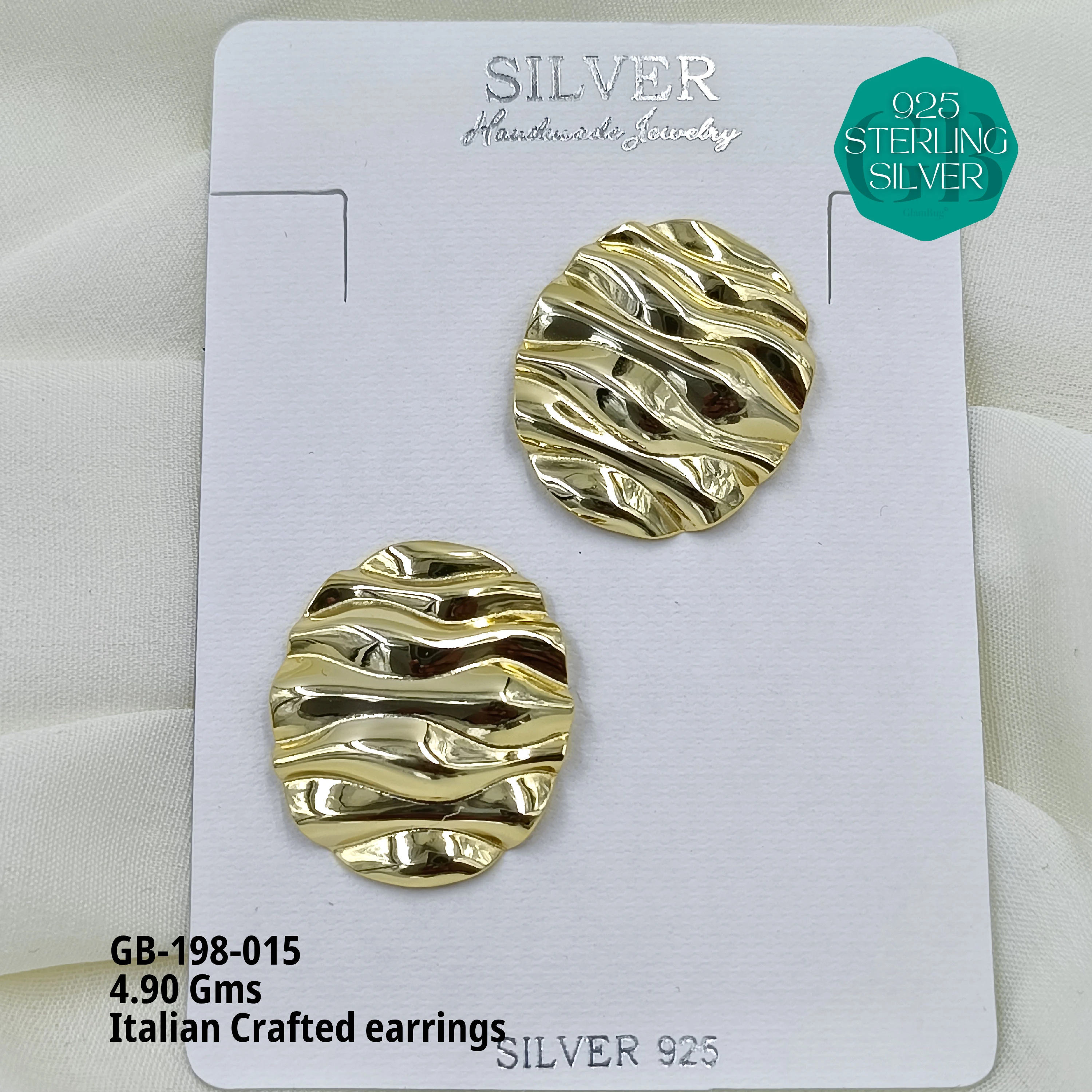ITALIAN EARRINGS - NON STUDDED - Premium 925 Silver Jewellery - SKU: GB-198-015 - Hyderabad Silver Importers