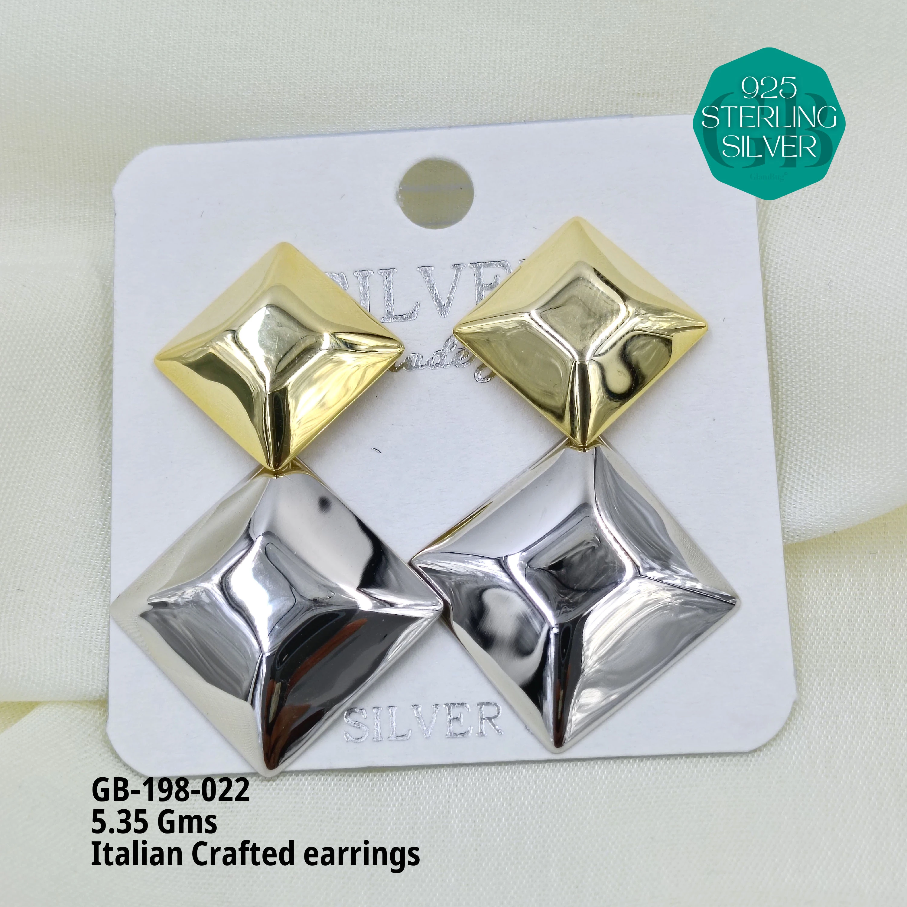 ITALIAN EARRINGS - NON STUDDED - Premium 925 Silver Jewellery - SKU: GB-198-022 - Hyderabad Silver Importers