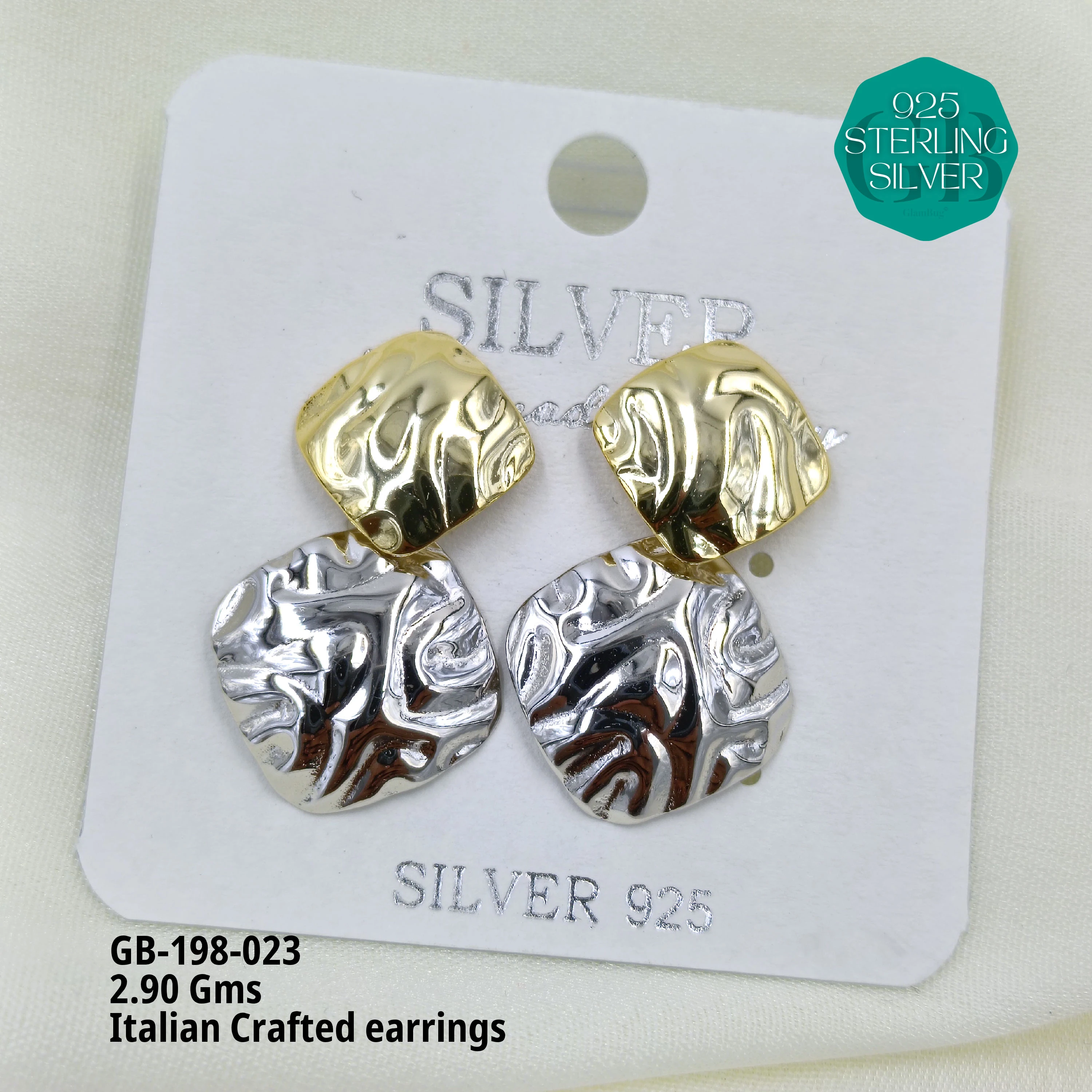 ITALIAN EARRINGS - NON STUDDED - Premium 925 Silver Jewellery - SKU: GB-198-023 - Hyderabad Silver Importers