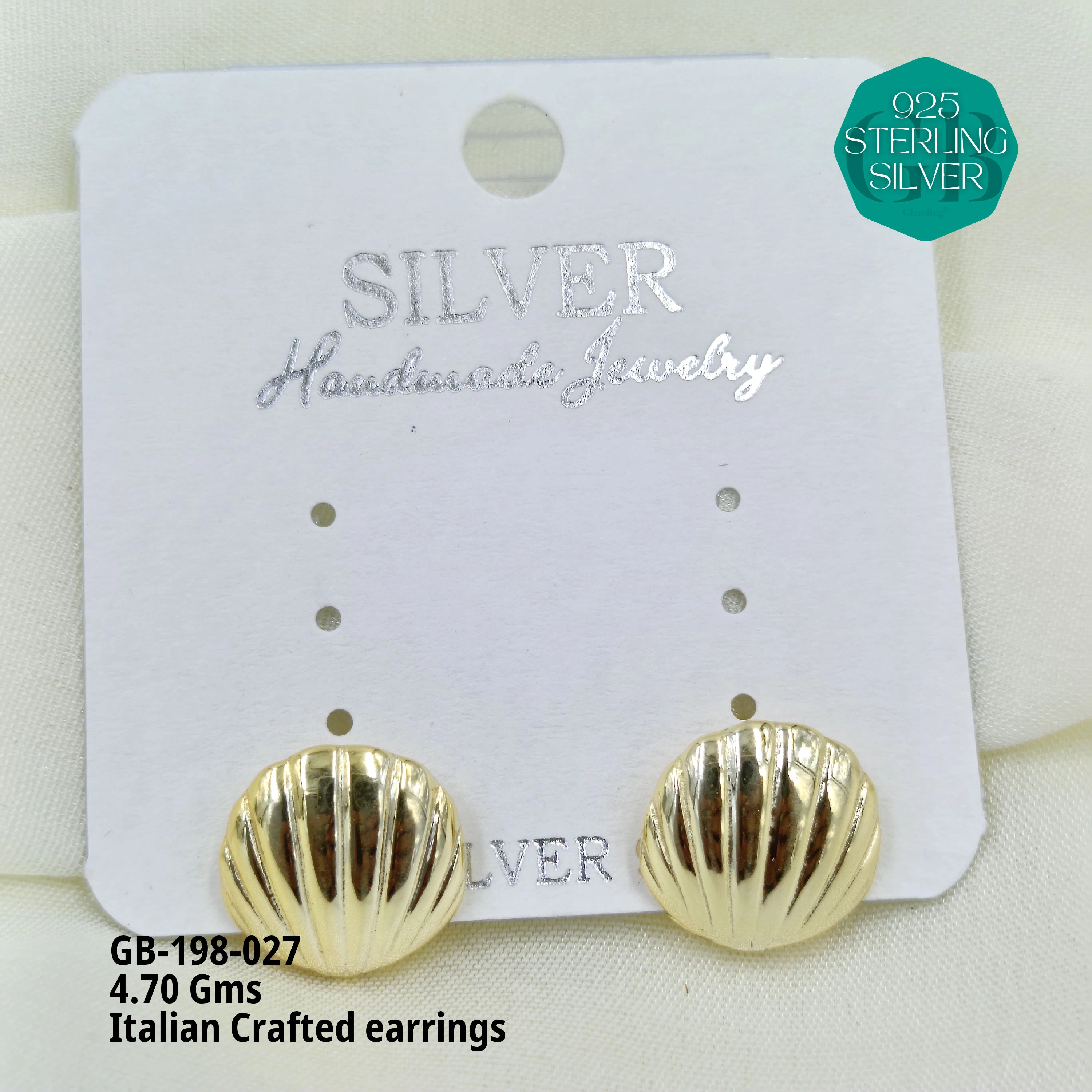 ITALIAN EARRINGS - NON STUDDED - Premium 925 Silver Jewellery - SKU: GB-198-027 - Hyderabad Silver Importers