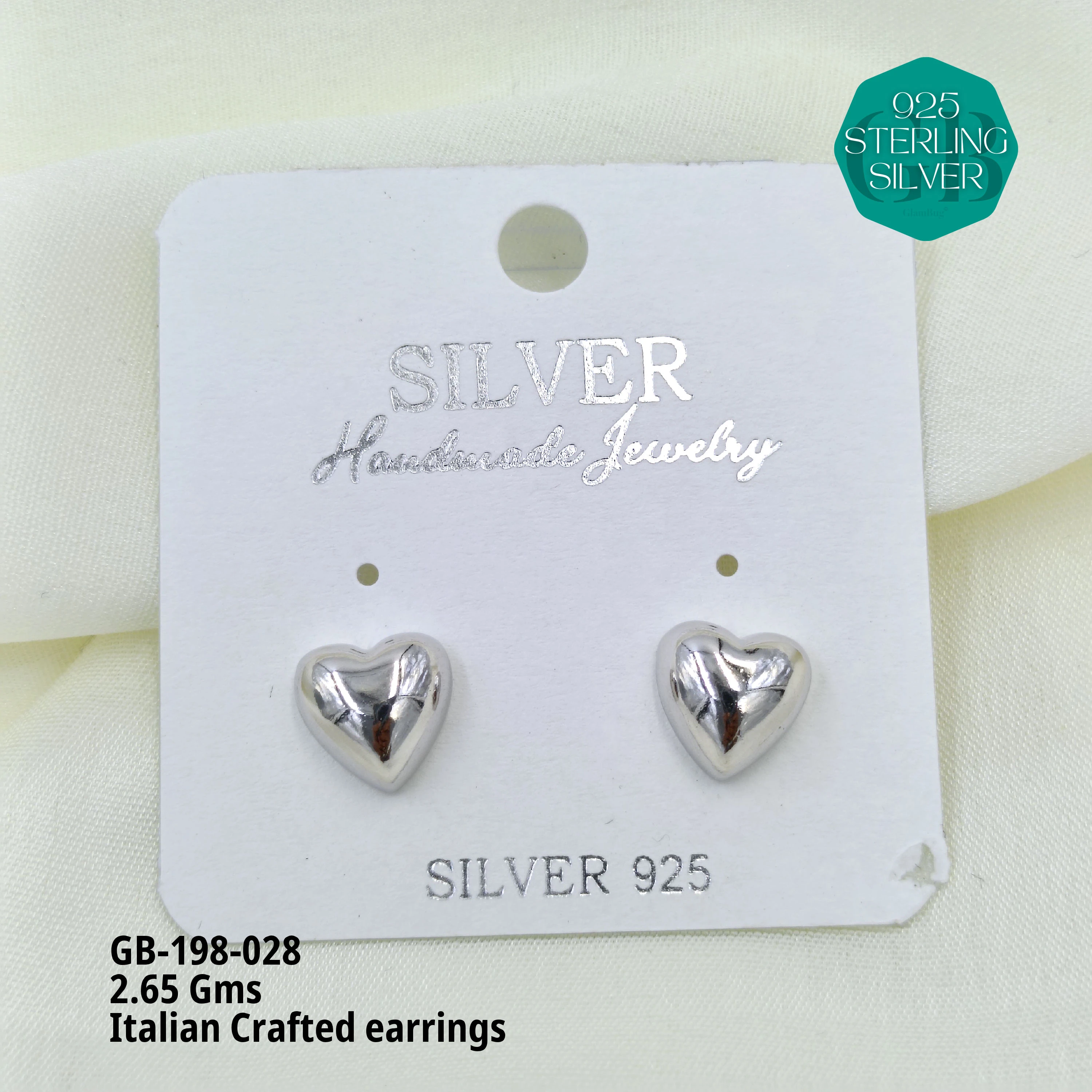 ITALIAN EARRINGS - NON STUDDED - Premium 925 Silver Jewellery - SKU: GB-198-028 - Hyderabad Silver Importers