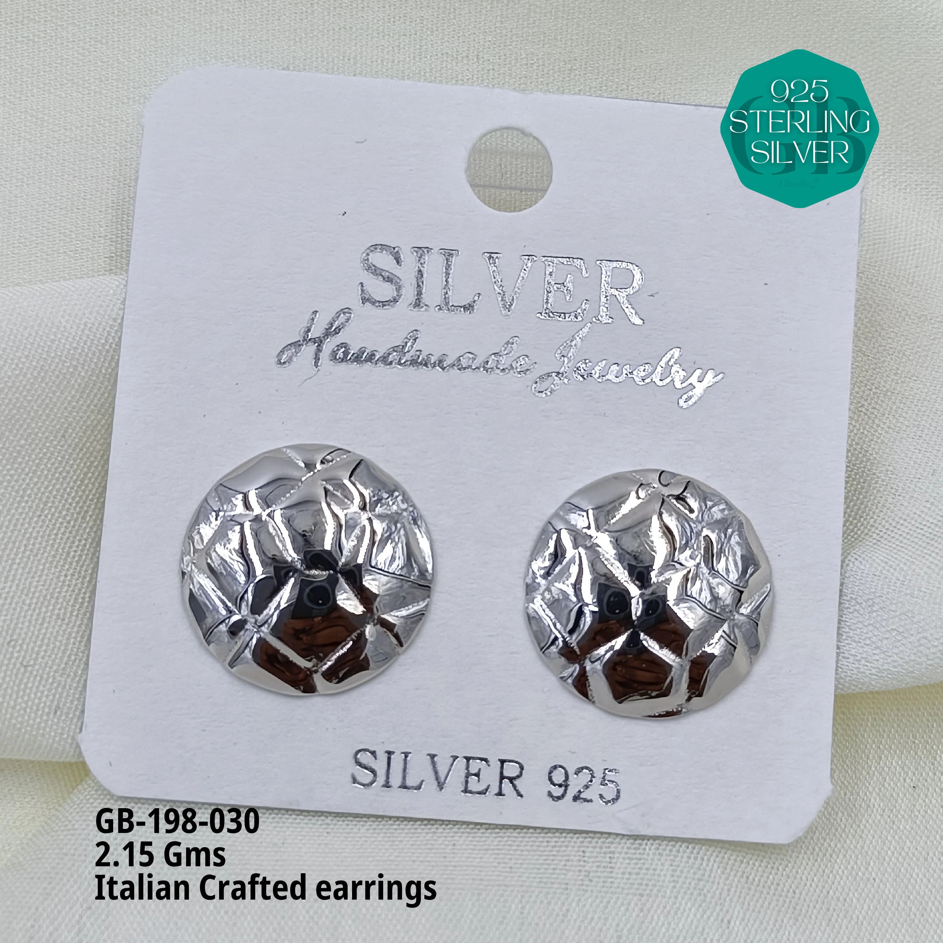 ITALIAN EARRINGS - NON STUDDED - Premium 925 Silver Jewellery - SKU: GB-198-030 - Hyderabad Silver Importers