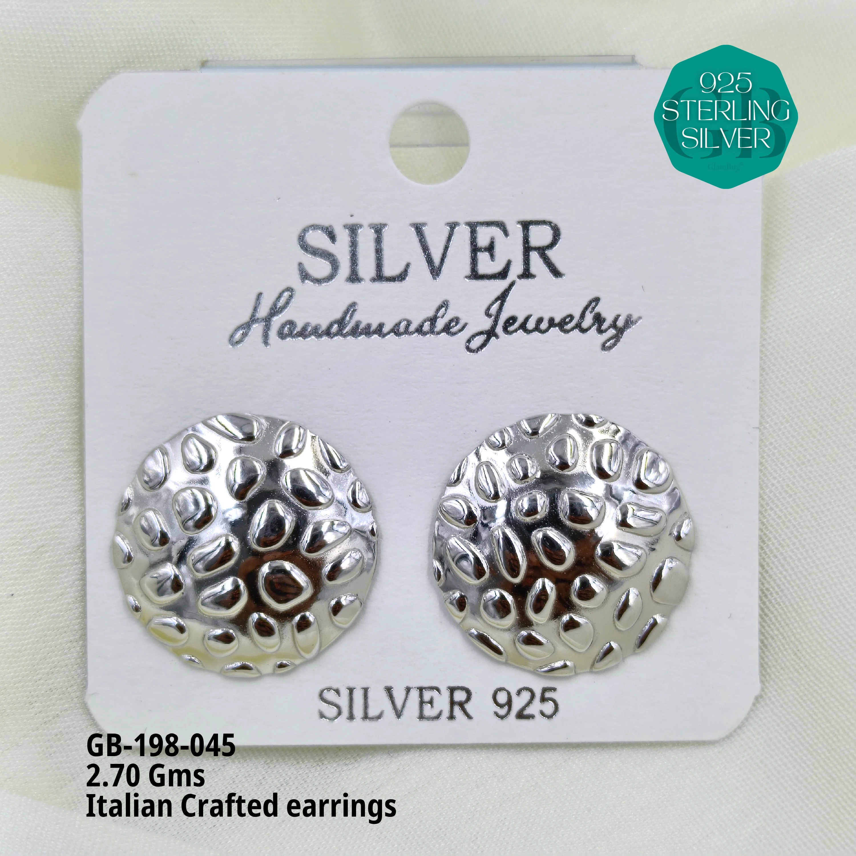 ITALIAN EARRINGS - NON STUDDED - Premium 925 Silver Jewellery - SKU: GB-198-045 - Hyderabad Silver Importers