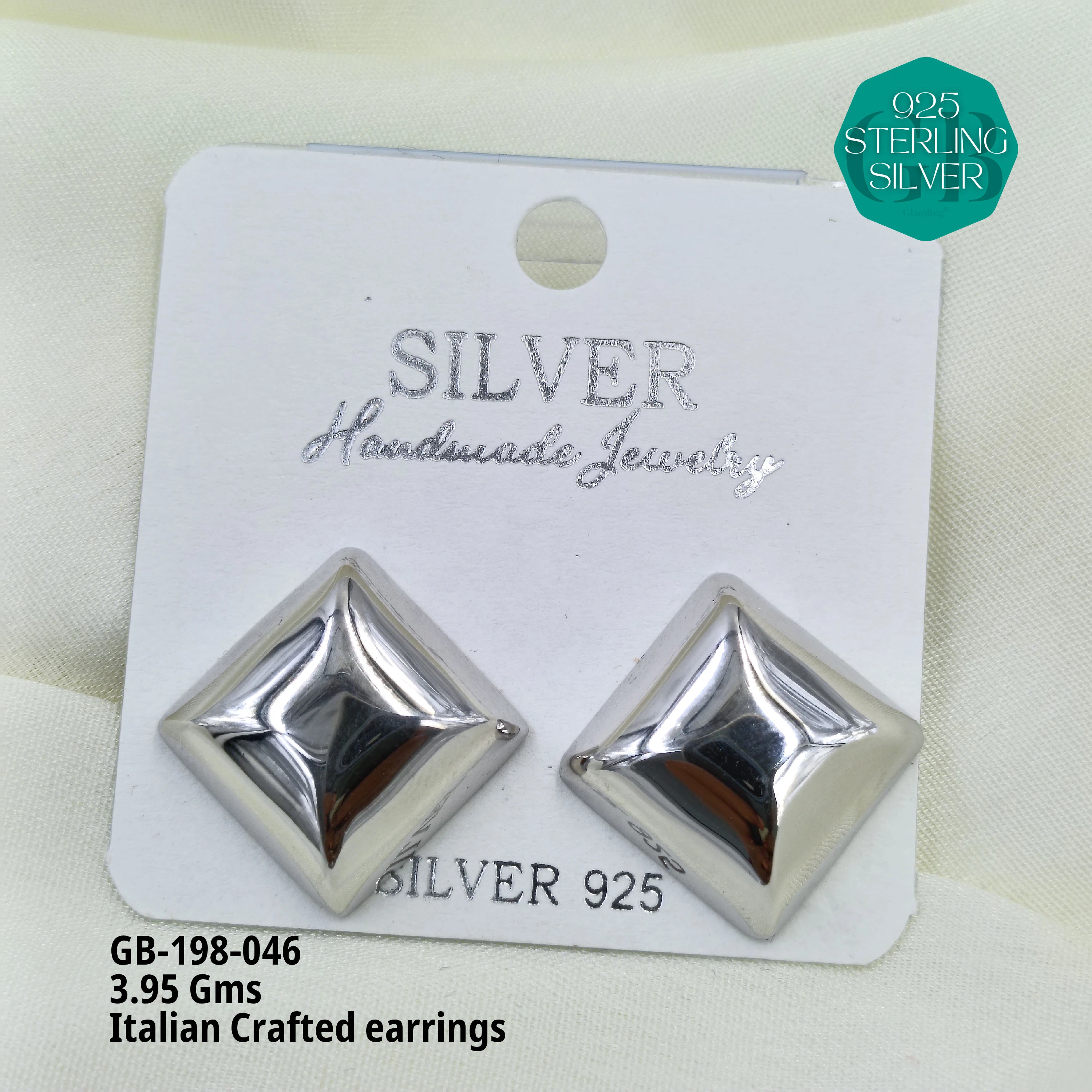 ITALIAN EARRINGS - NON STUDDED - Premium 925 Silver Jewellery - SKU: GB-198-046 - Hyderabad Silver Importers