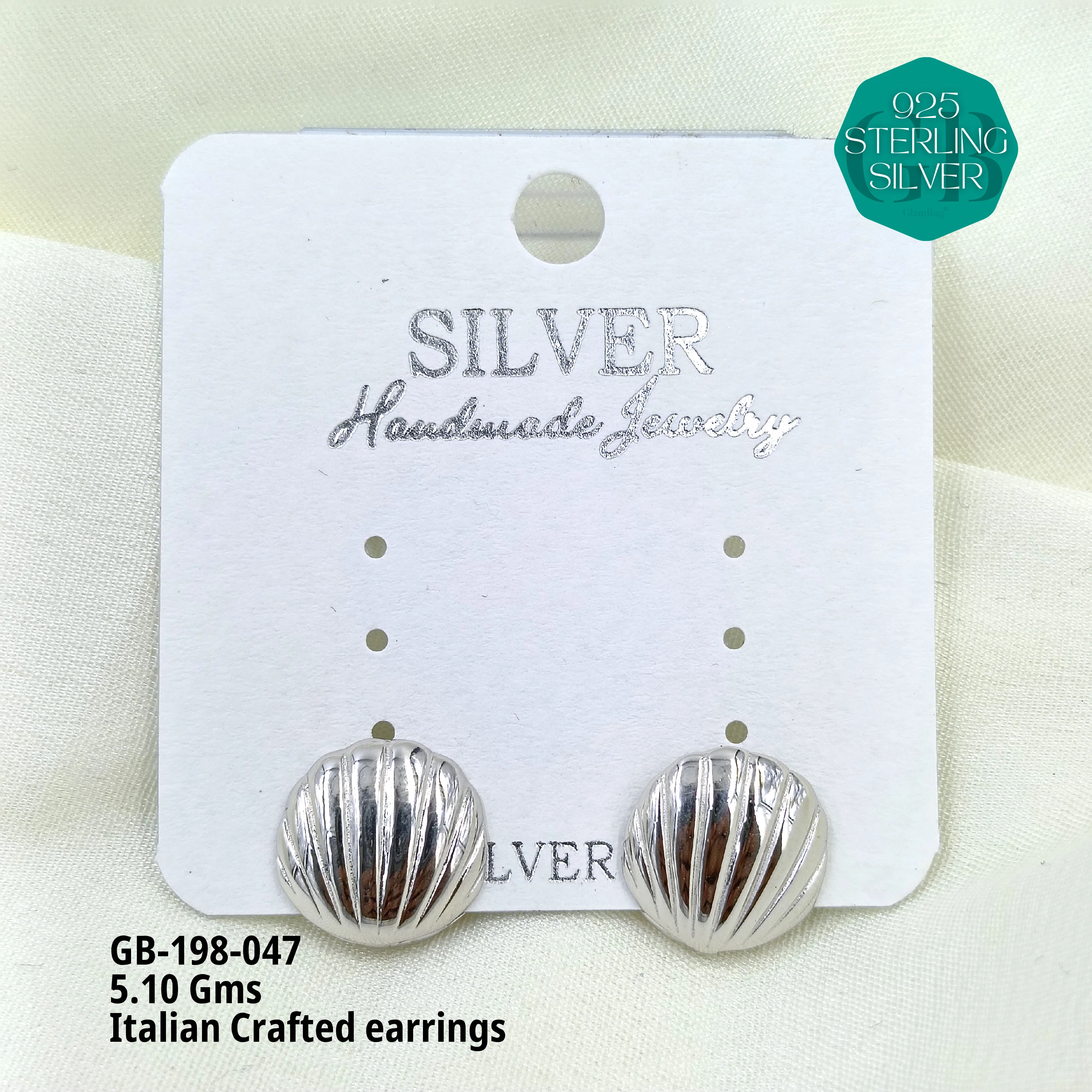 ITALIAN EARRINGS - NON STUDDED - Premium 925 Silver Jewellery - SKU: GB-198-047 - Hyderabad Silver Importers