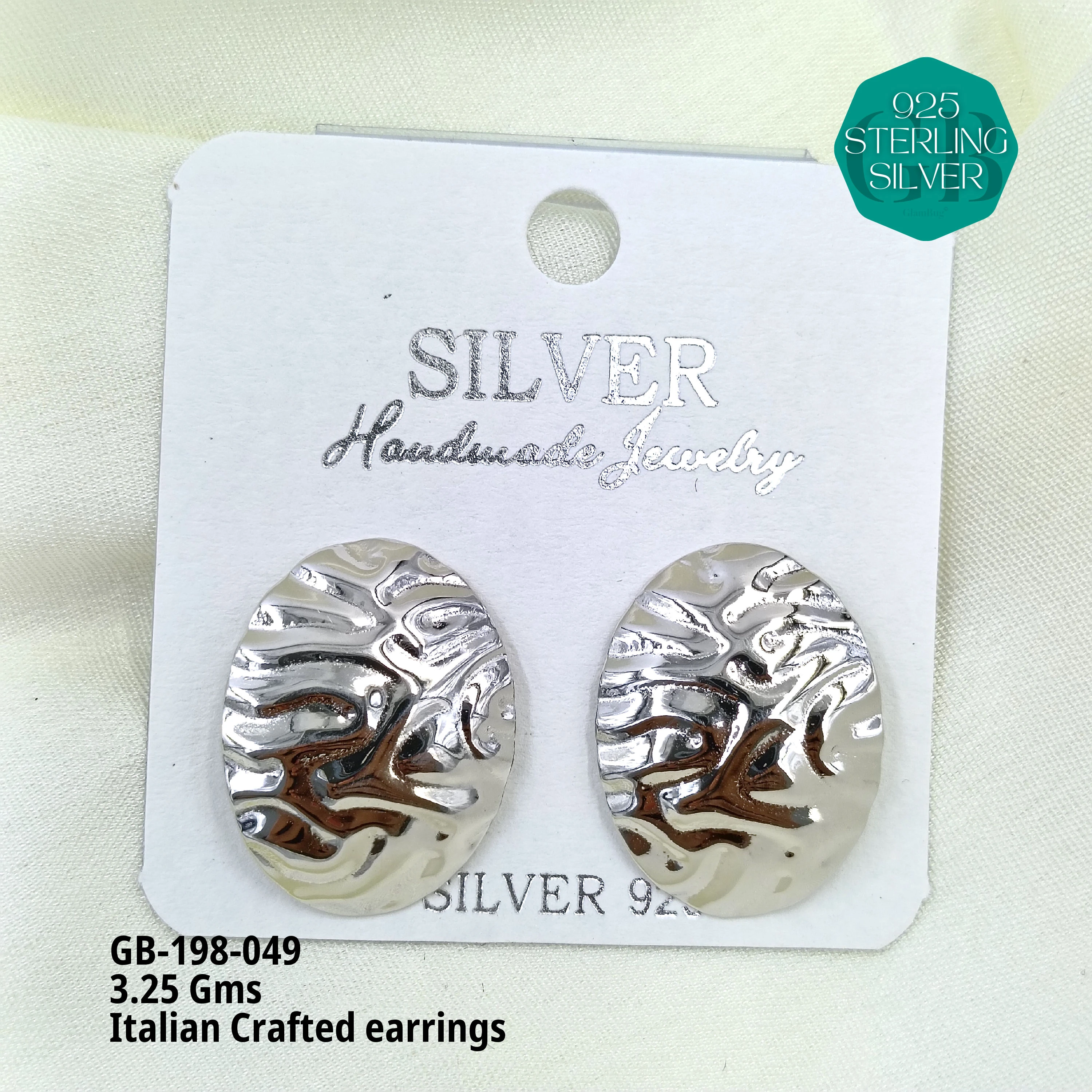 ITALIAN EARRINGS - NON STUDDED - Premium 925 Silver Jewellery - SKU: GB-198-049 - Hyderabad Silver Importers