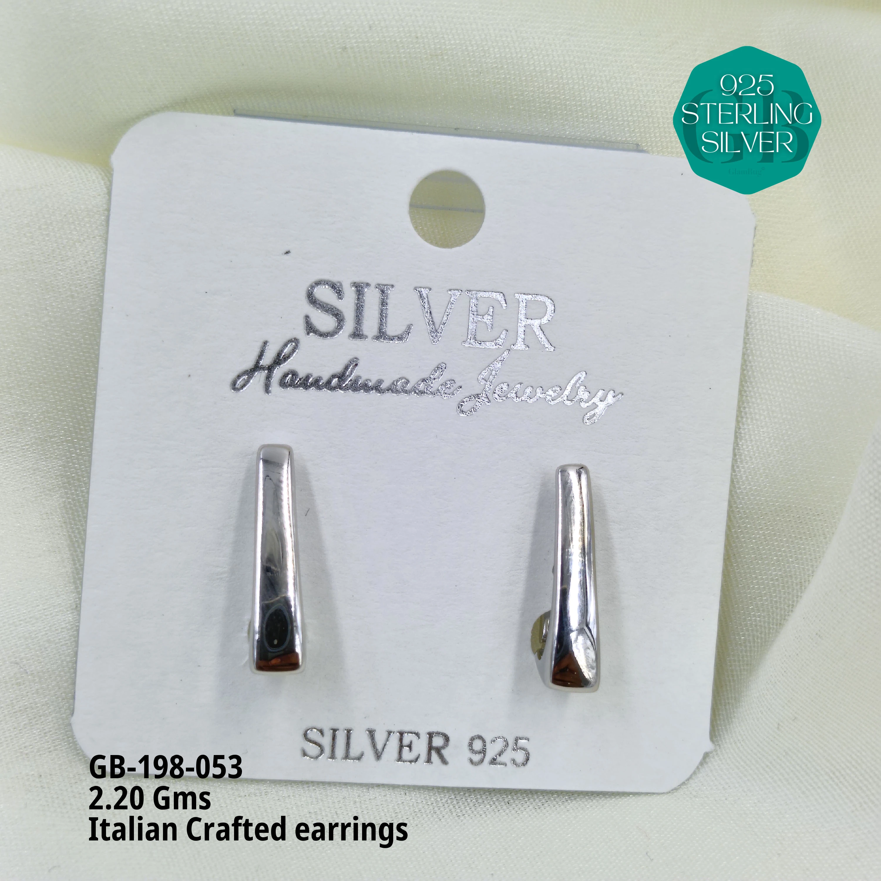 ITALIAN EARRINGS - NON STUDDED - Premium 925 Silver Jewellery - SKU: GB-198-053 - Hyderabad Silver Importers