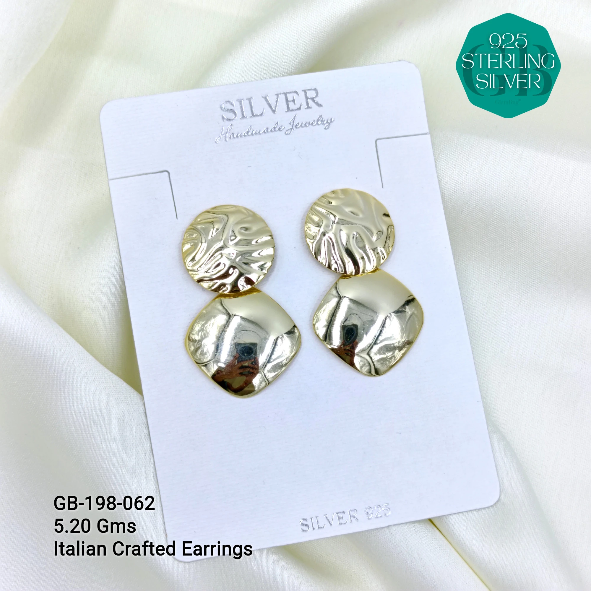 ITALIAN EARRINGS - NON STUDDED - Premium 925 Silver Jewellery - SKU: GB-198-062 - Hyderabad Silver Importers