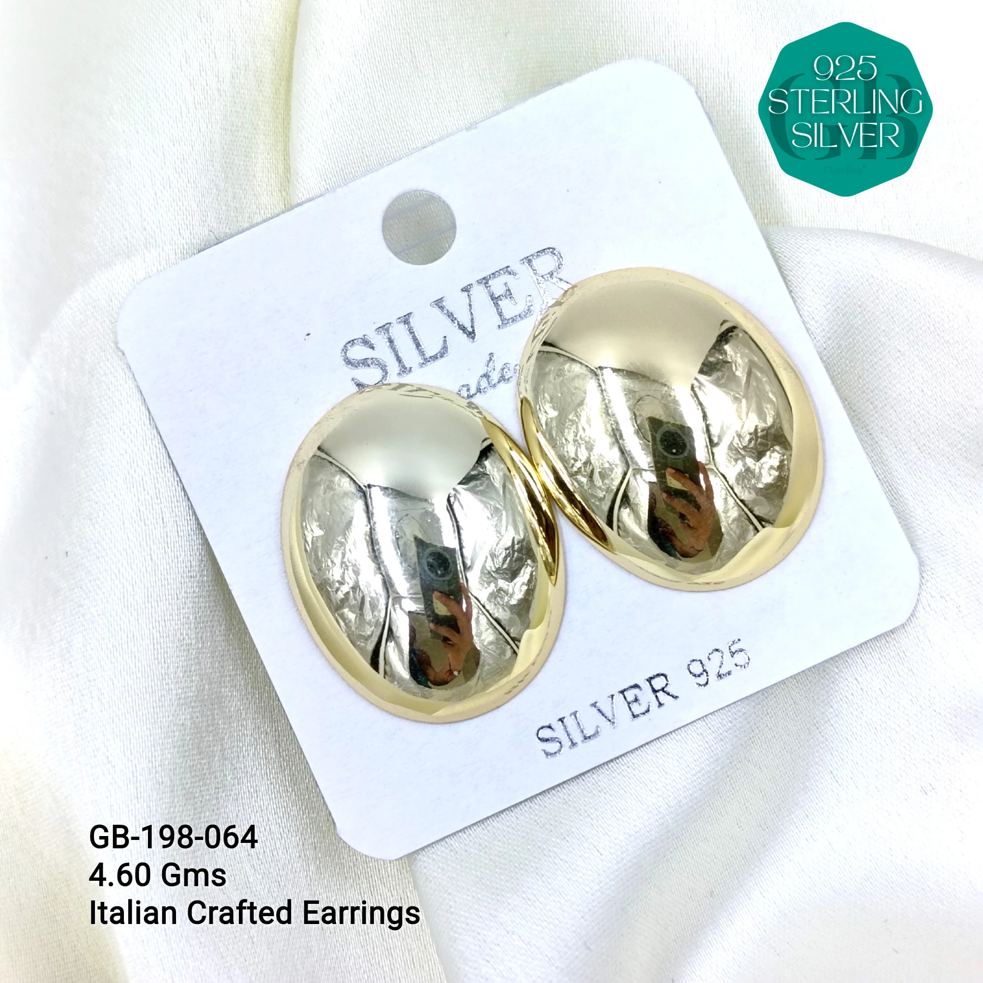 ITALIAN EARRINGS - NON STUDDED - Premium 925 Silver Jewellery - SKU: GB-198-064 - Hyderabad Silver Importers