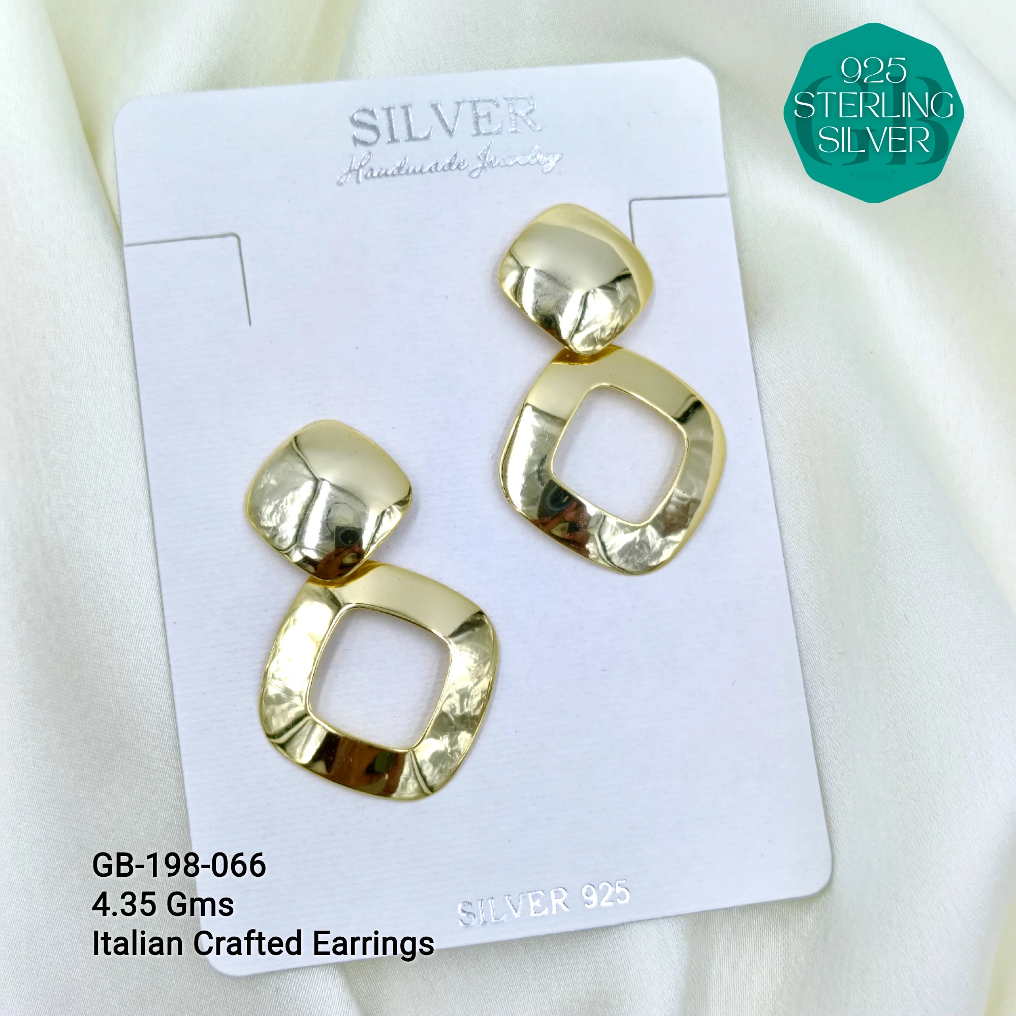 ITALIAN EARRINGS - NON STUDDED - Premium 925 Silver Jewellery - SKU: GB-198-066 - Hyderabad Silver Importers