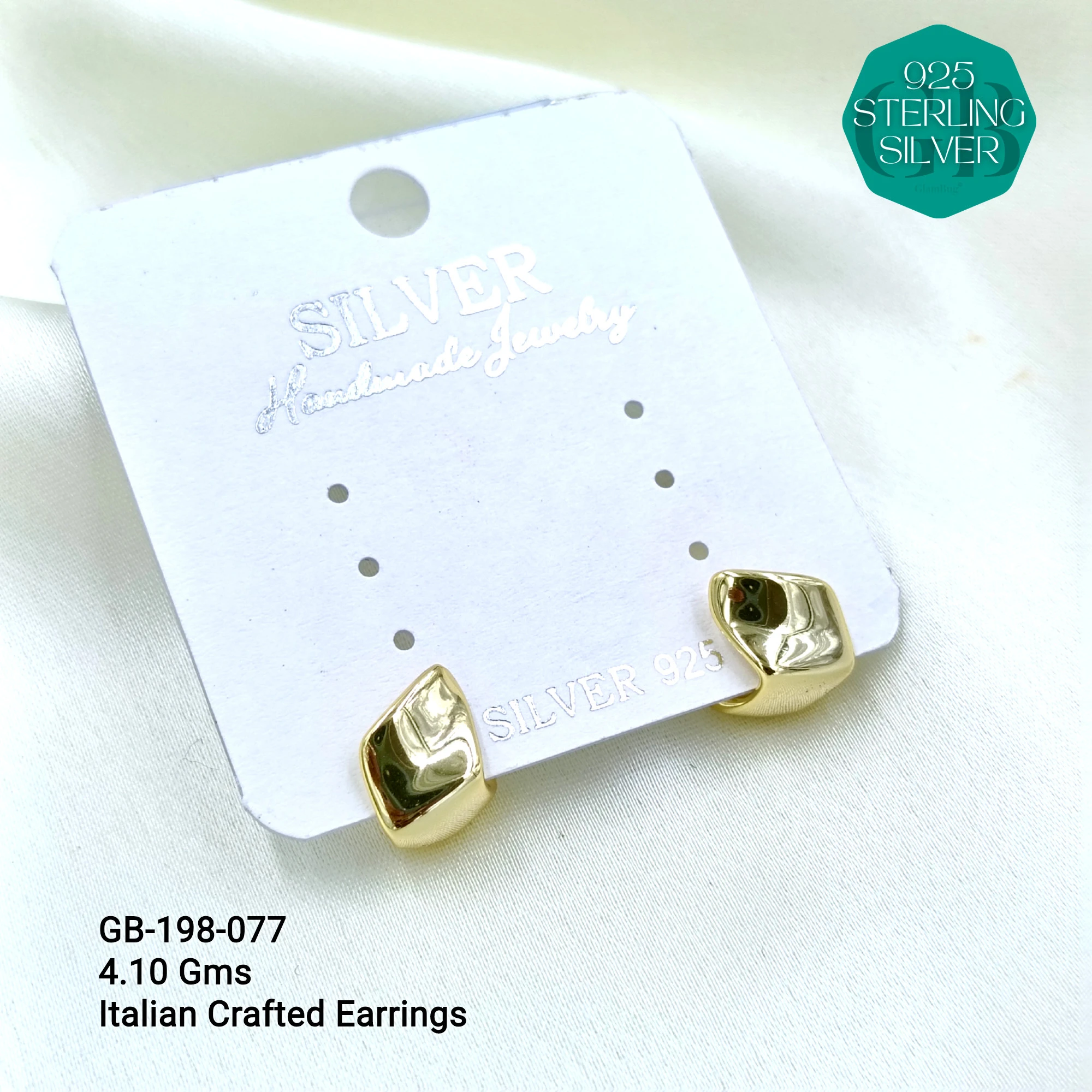 ITALIAN EARRINGS - NON STUDDED - Premium 925 Silver Jewellery - SKU: GB-198-077 - Hyderabad Silver Importers