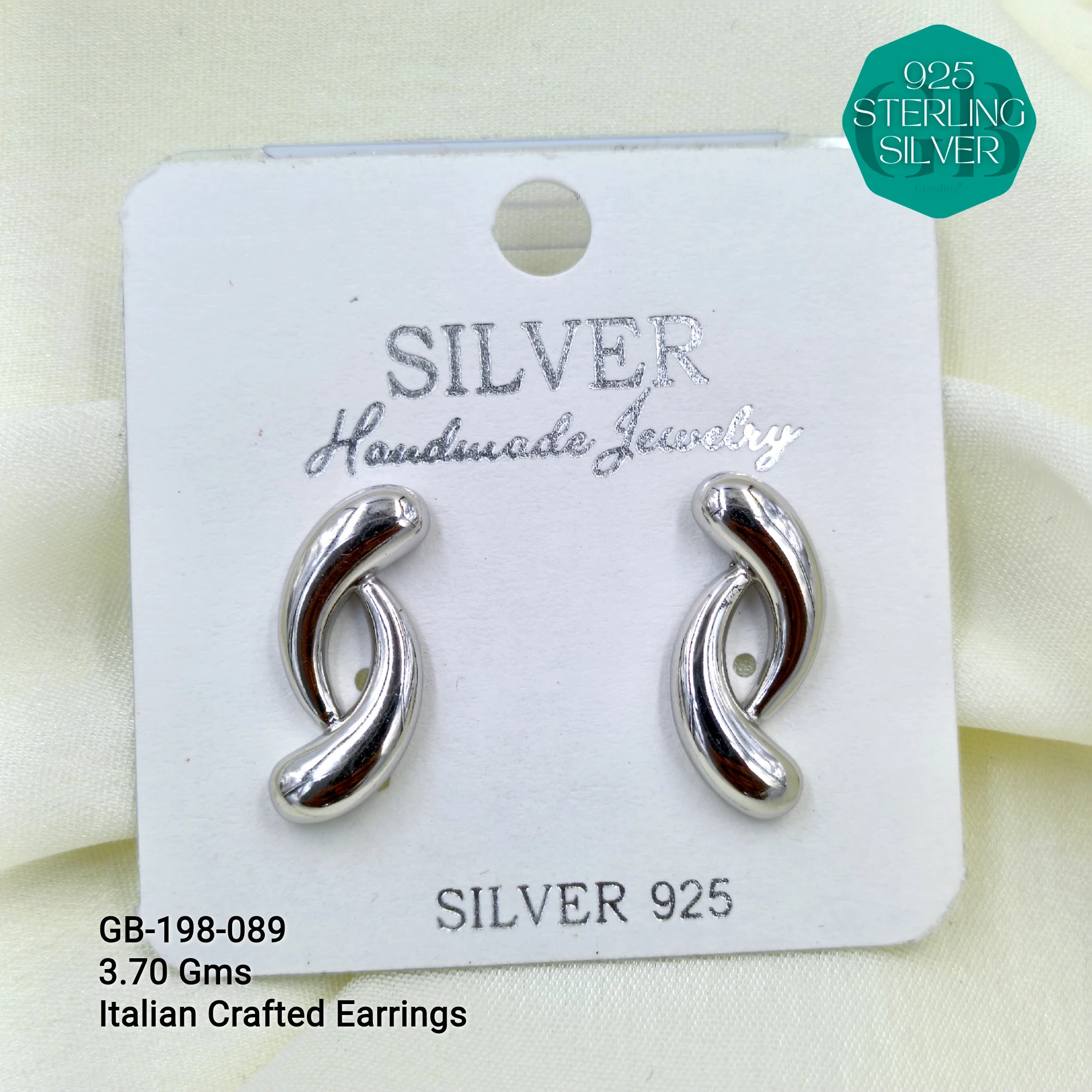 ITALIAN EARRINGS - NON STUDDED - Premium 925 Silver Jewellery - SKU: GB-198-089 - Hyderabad Silver Importers