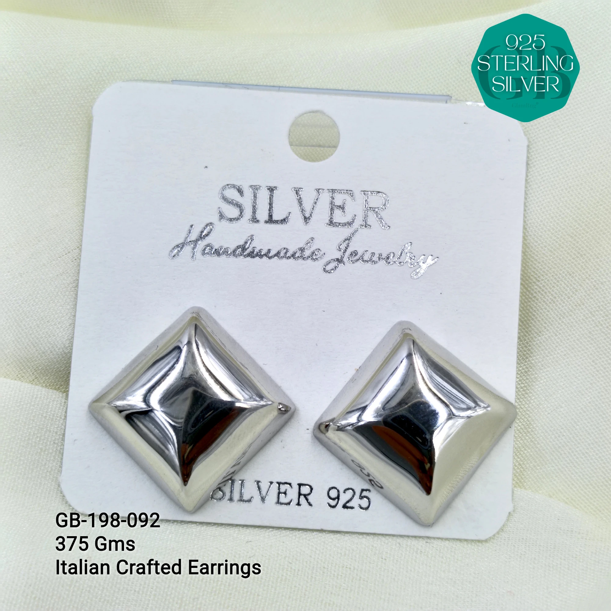 ITALIAN EARRINGS - NON STUDDED - Premium 925 Silver Jewellery - SKU: GB-198-092 - Hyderabad Silver Importers