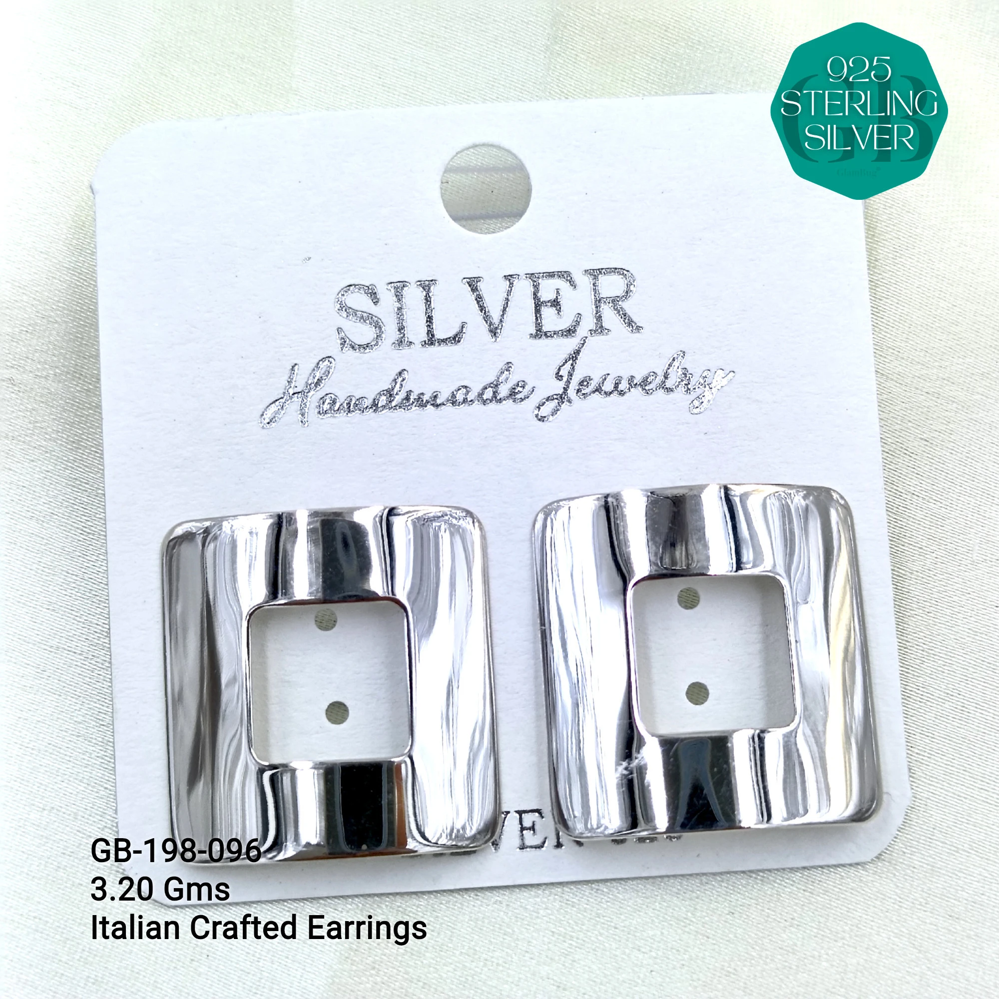 ITALIAN EARRINGS - NON STUDDED - Premium 925 Silver Jewellery - SKU: GB-198-096 - Hyderabad Silver Importers