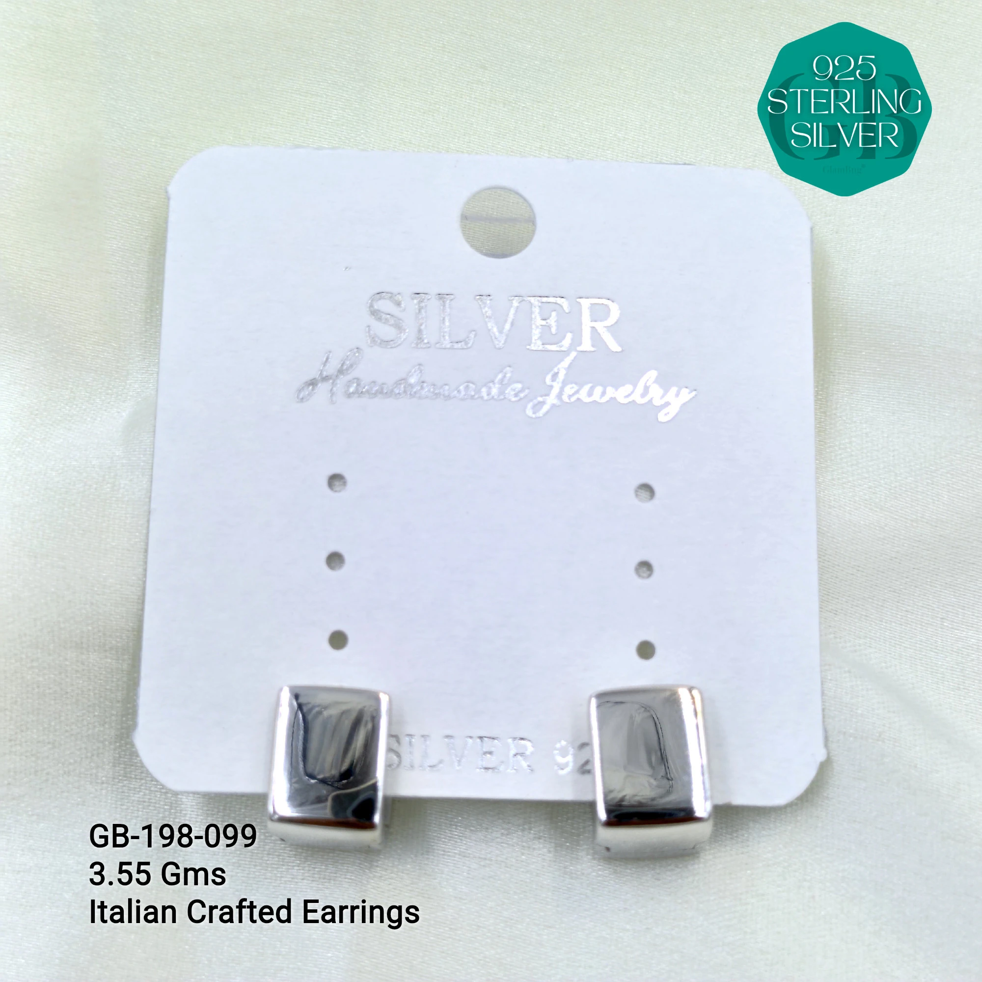 ITALIAN EARRINGS - NON STUDDED - Premium 925 Silver Jewellery - SKU: GB-198-099 - Hyderabad Silver Importers