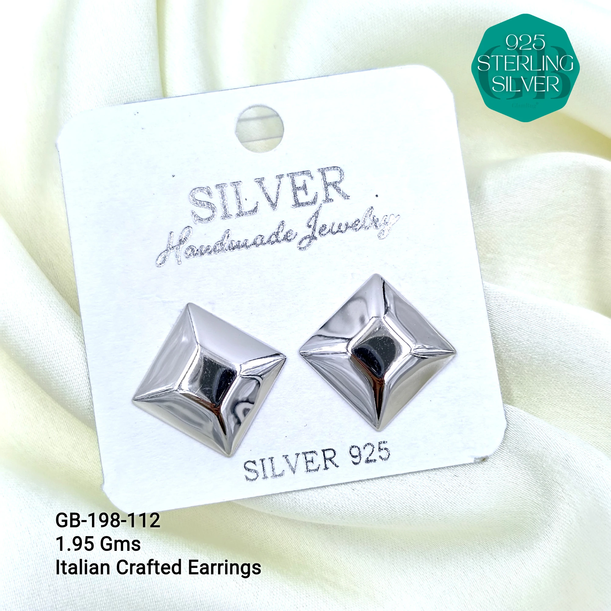 ITALIAN EARRINGS - NON STUDDED - Premium 925 Silver Jewellery - SKU: GB-198-112 - Hyderabad Silver Importers