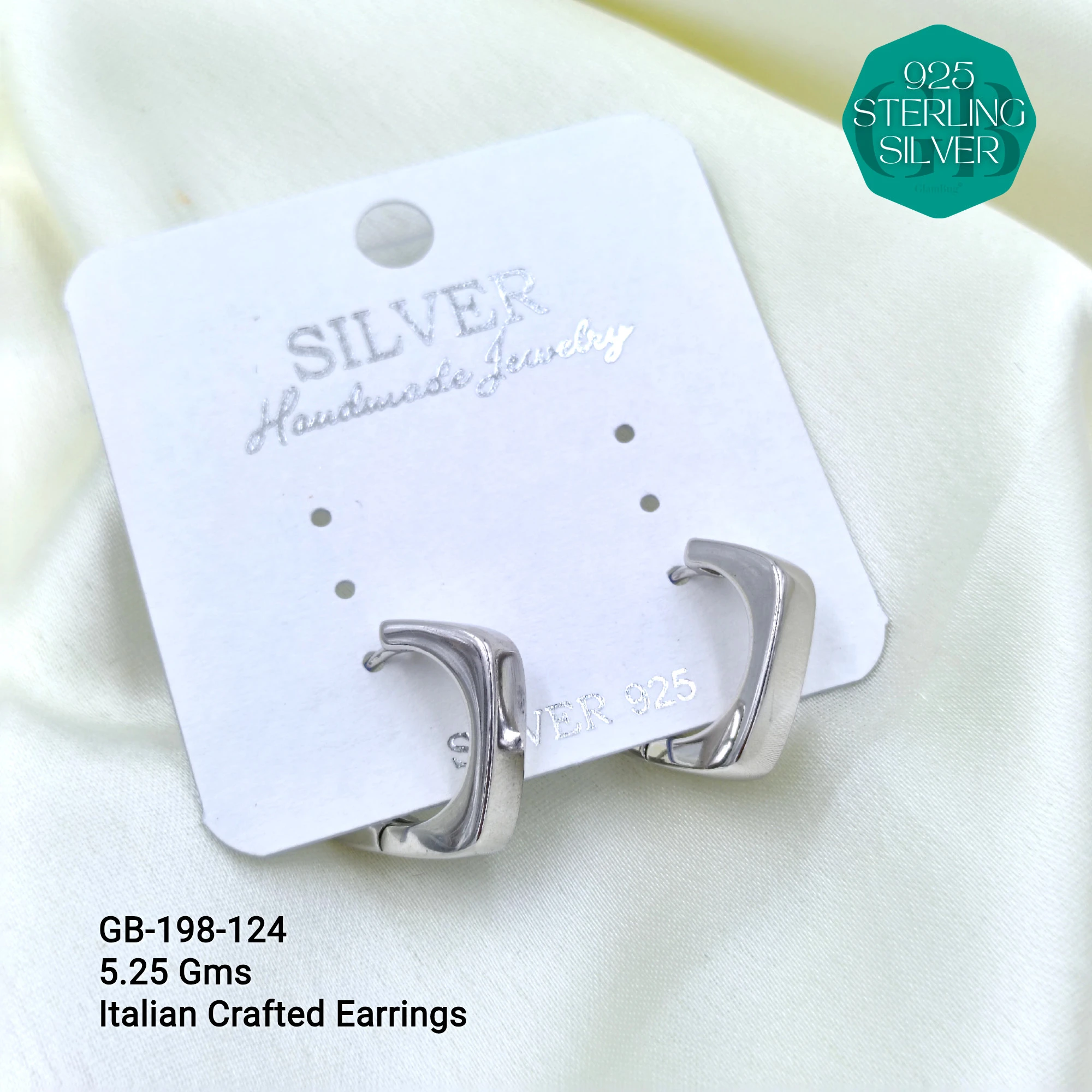 ITALIAN EARRINGS - NON STUDDED - Premium 925 Silver Jewellery - SKU: GB-198-124 - Hyderabad Silver Importers