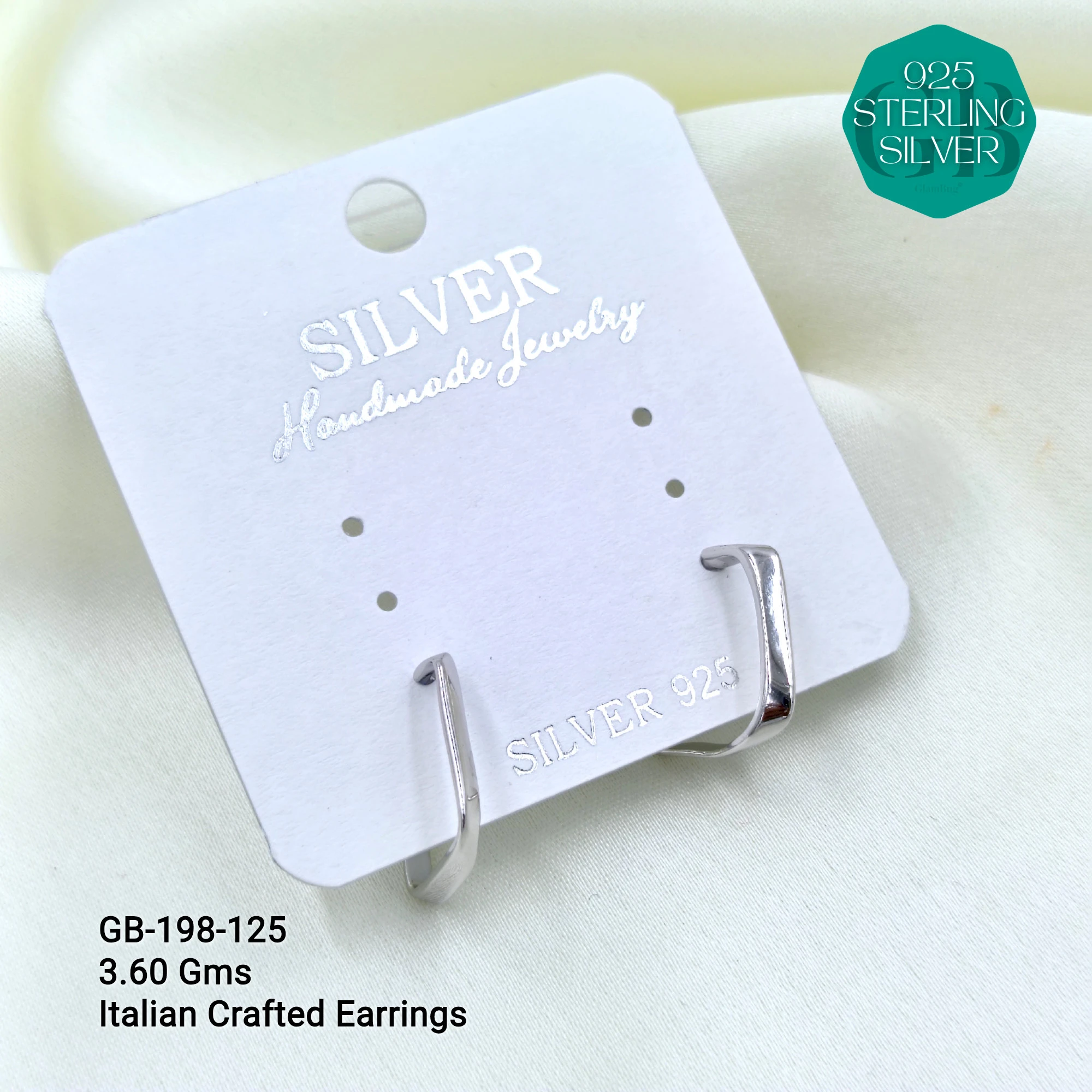 ITALIAN EARRINGS - NON STUDDED - Premium 925 Silver Jewellery - SKU: GB-198-125 - Hyderabad Silver Importers