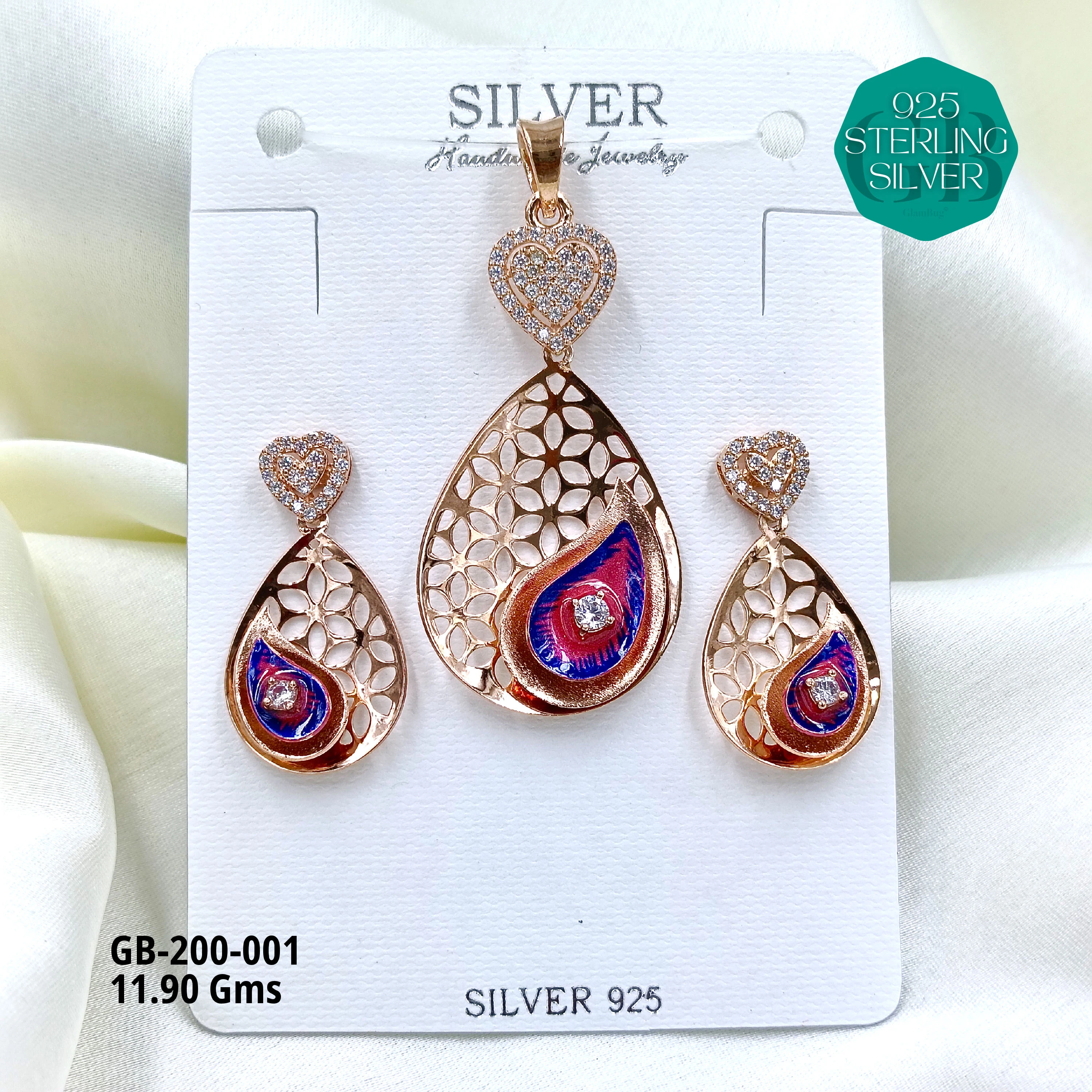 CNC PENDANT SETS - Premium 925 Silver Jewellery - SKU: GB-200-001 - Hyderabad Silver Importers