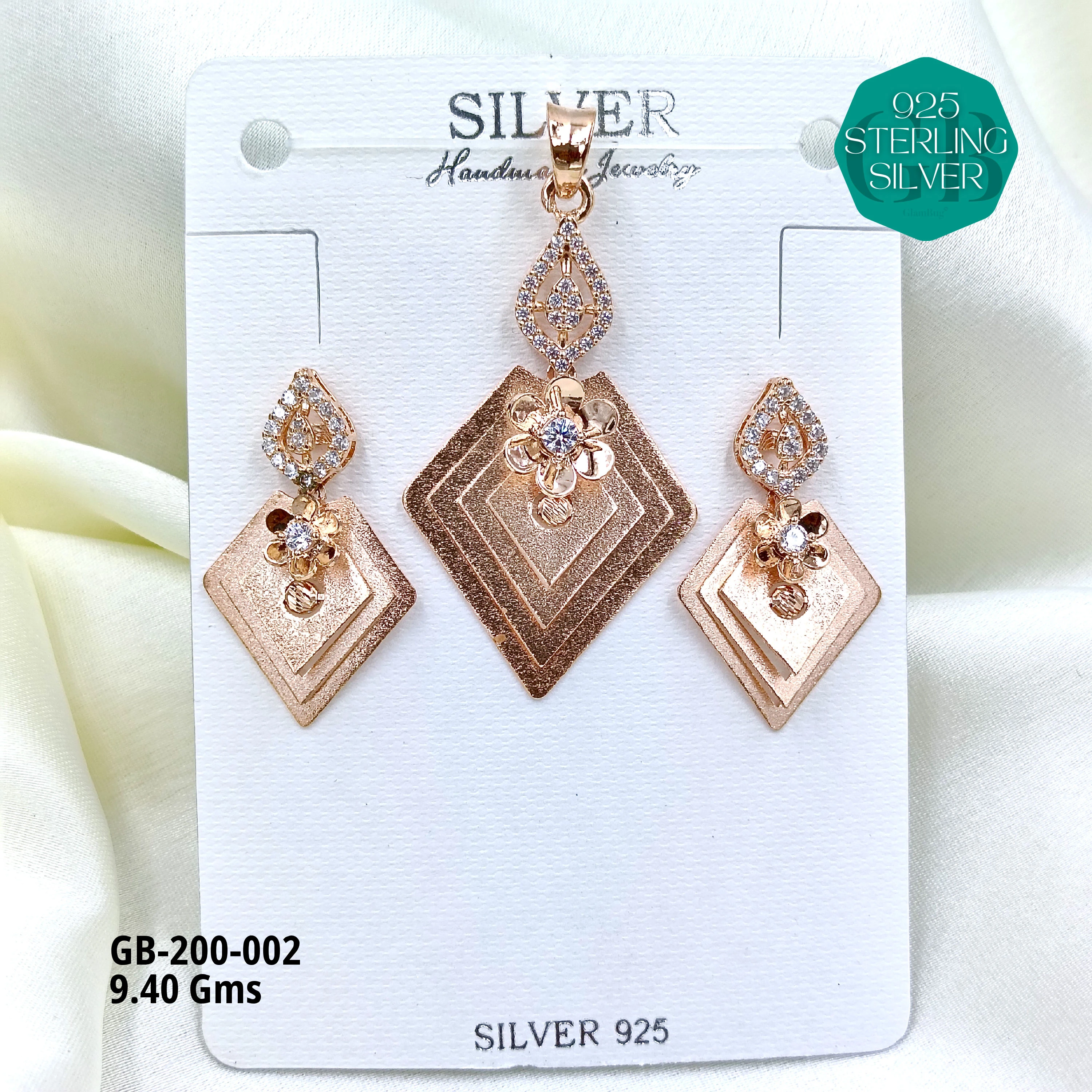 CNC PENDANT SETS - Premium 925 Silver Jewellery - SKU: GB-200-002 - Hyderabad Silver Importers