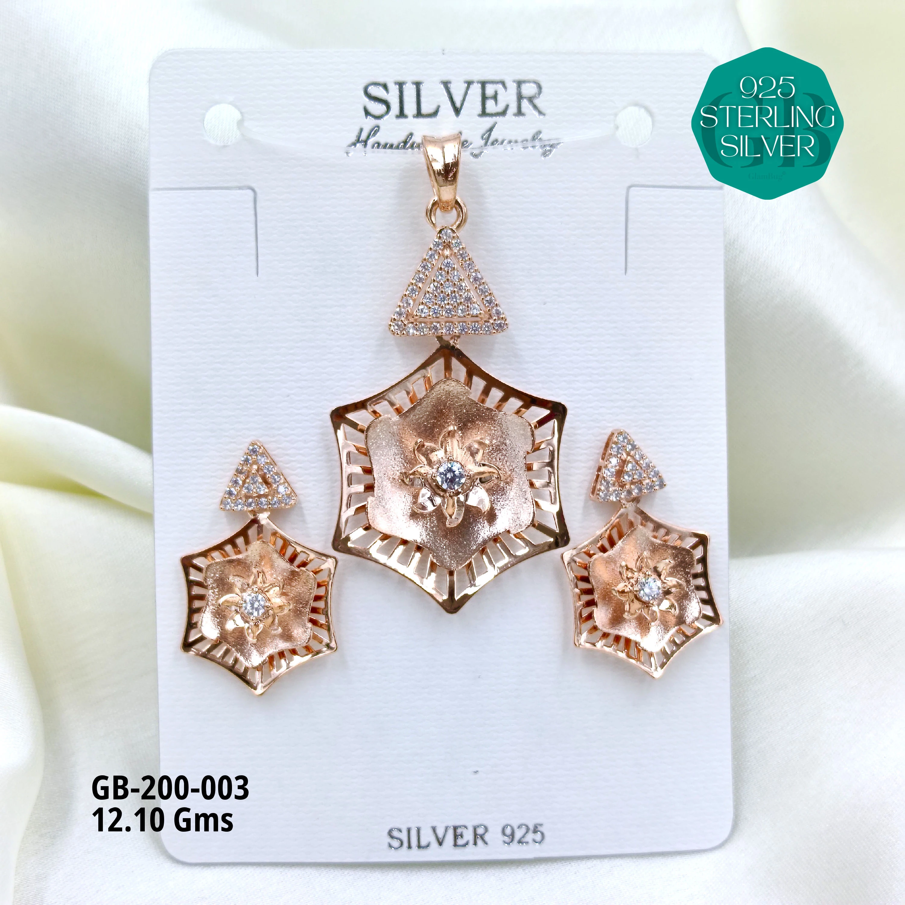 CNC PENDANT SETS - Premium 925 Silver Jewellery - SKU: GB-200-003 - Hyderabad Silver Importers