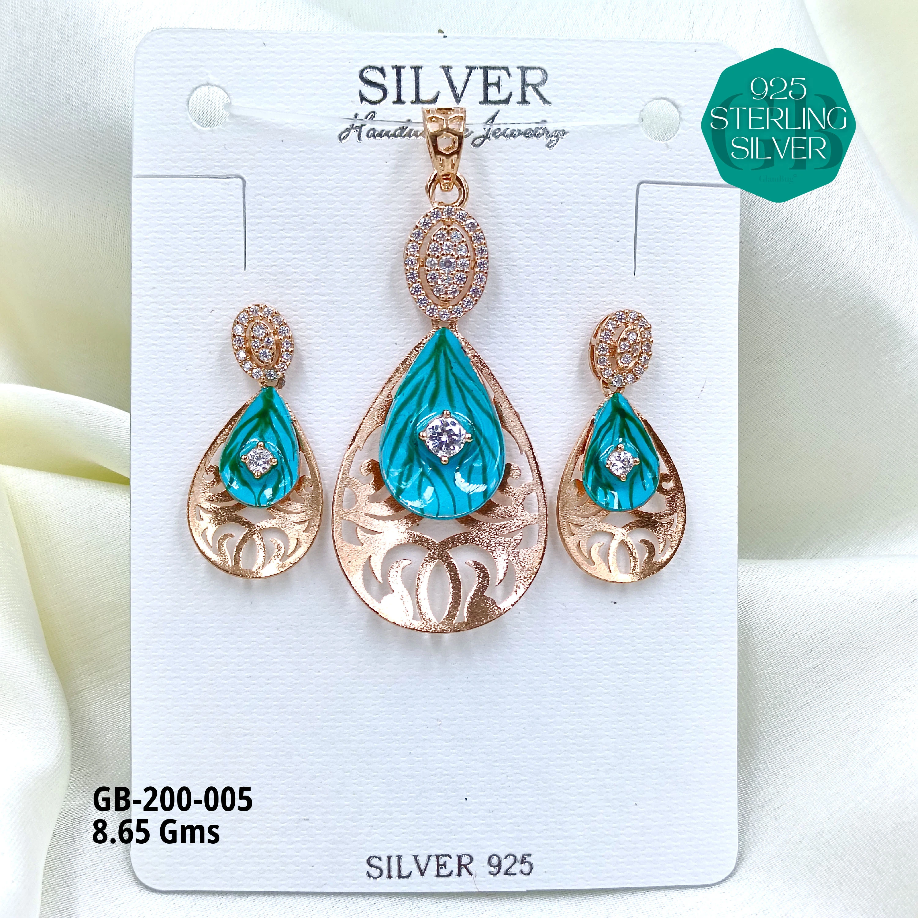 CNC PENDANT SETS - Premium 925 Silver Jewellery - SKU: GB-200-005 - Hyderabad Silver Importers