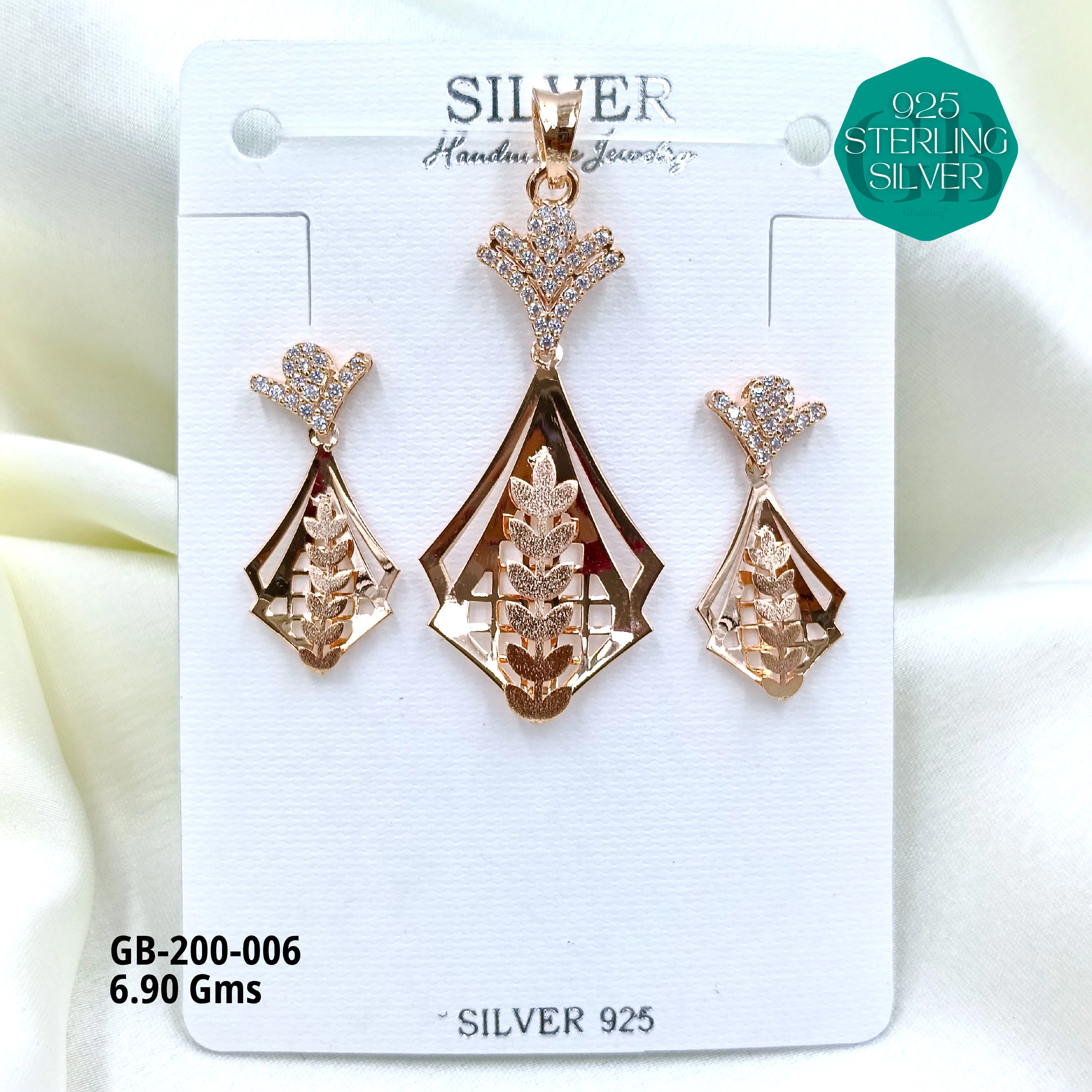 CNC PENDANT SETS - Premium 925 Silver Jewellery - SKU: GB-200-006 - Hyderabad Silver Importers