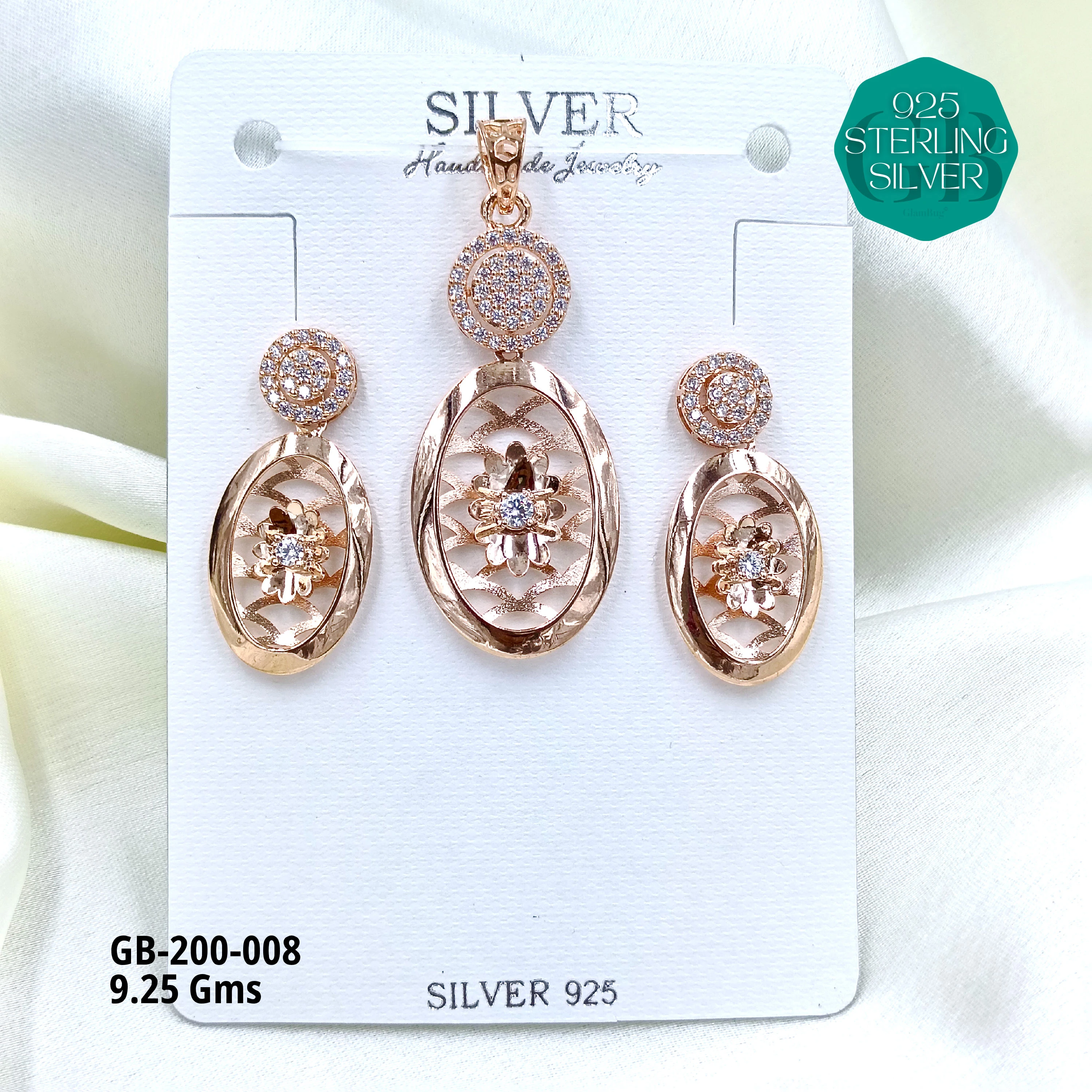 CNC PENDANT SETS - Premium 925 Silver Jewellery - SKU: GB-200-008 - Hyderabad Silver Importers