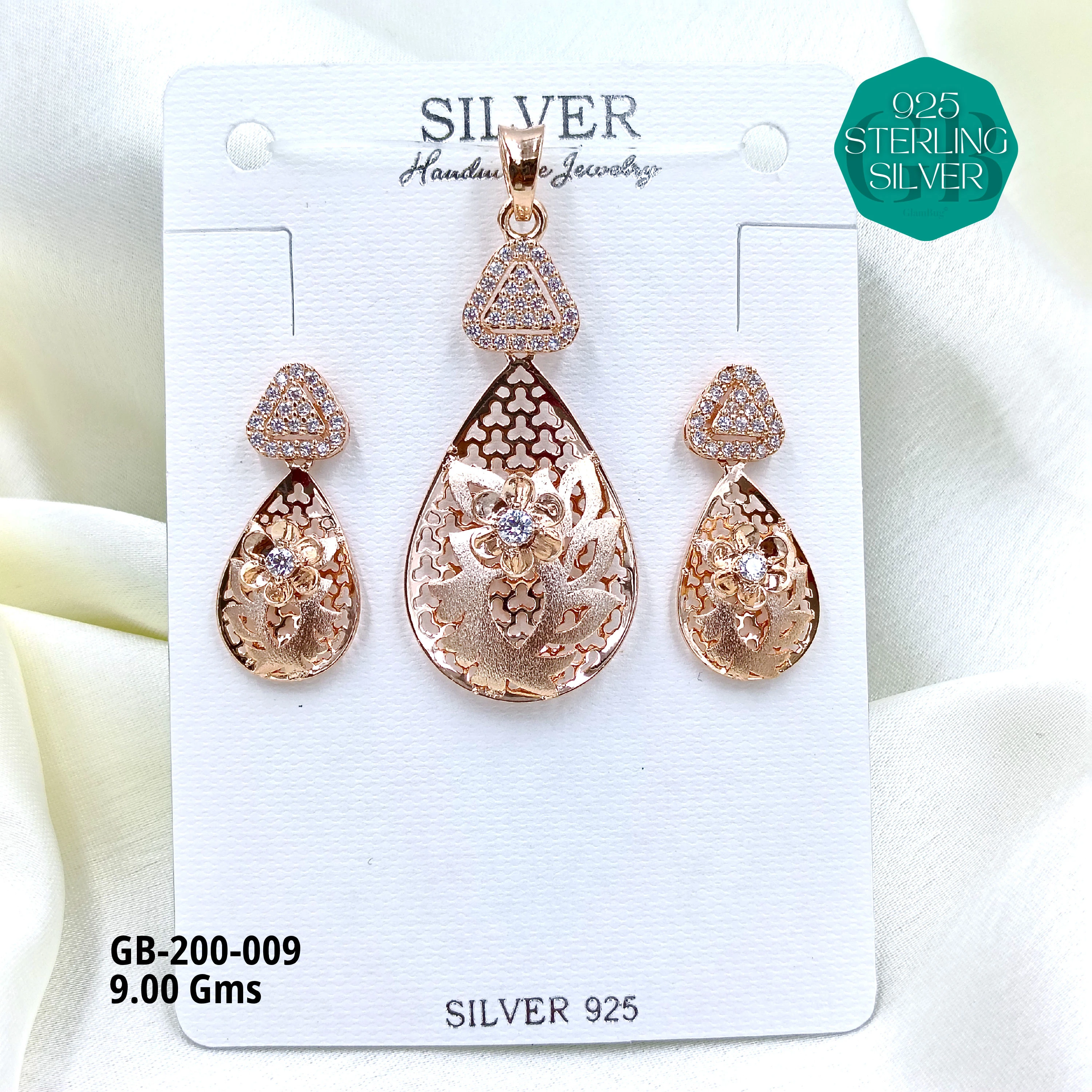 CNC PENDANT SETS - Premium 925 Silver Jewellery - SKU: GB-200-009 - Hyderabad Silver Importers