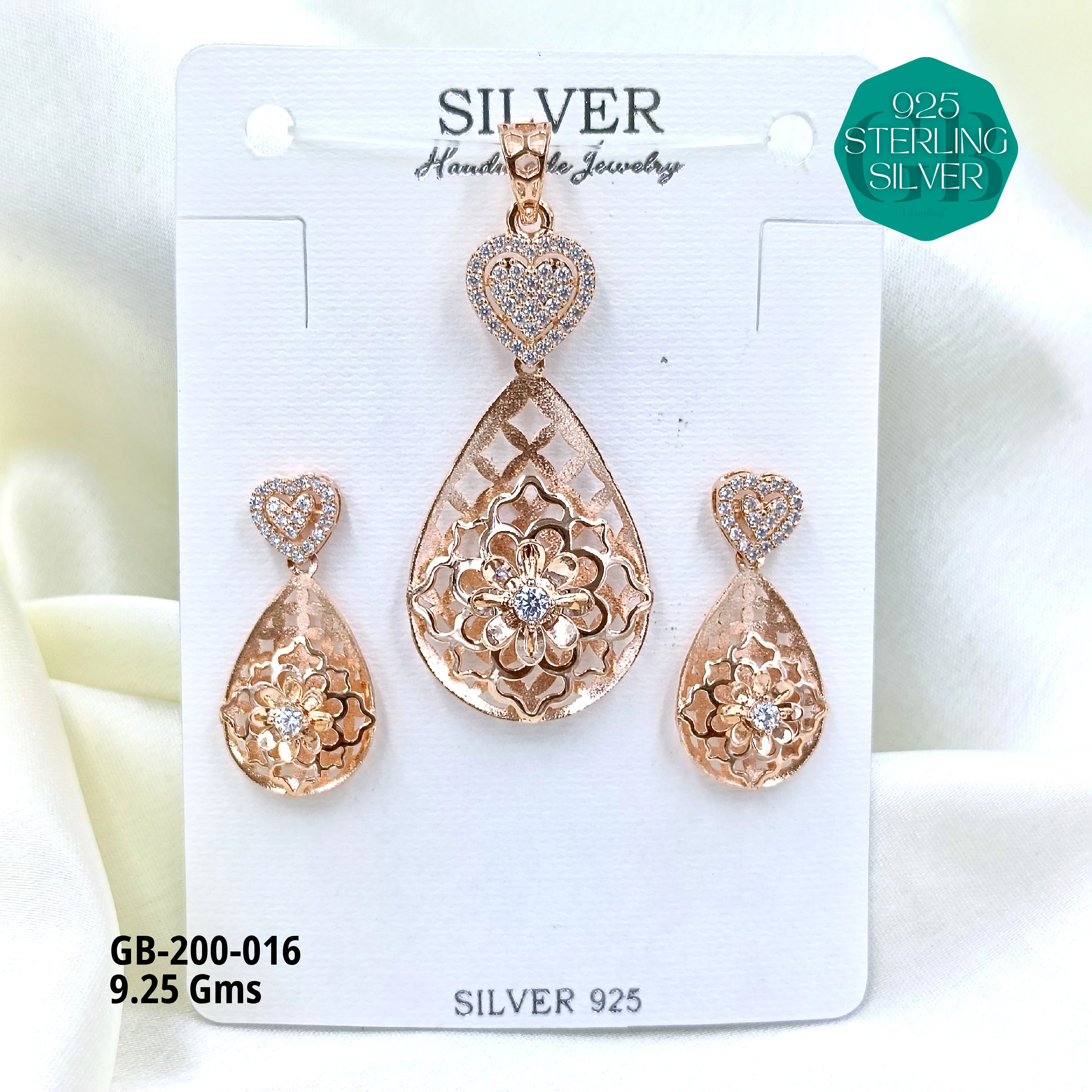 CNC PENDANT SETS - Premium 925 Silver Jewellery - SKU: GB-200-016 - Hyderabad Silver Importers