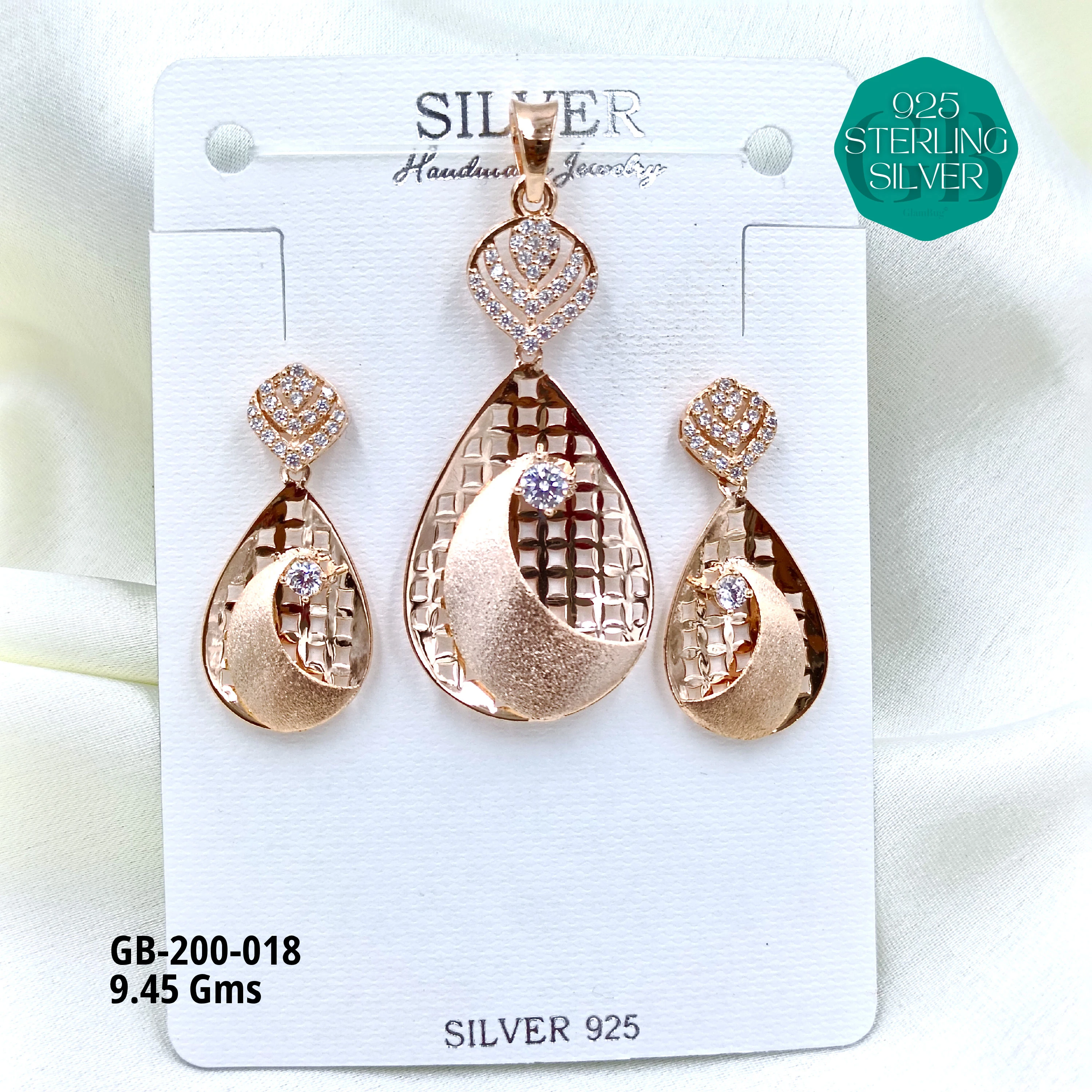 CNC PENDANT SETS - Premium 925 Silver Jewellery - SKU: GB-200-018 - Hyderabad Silver Importers