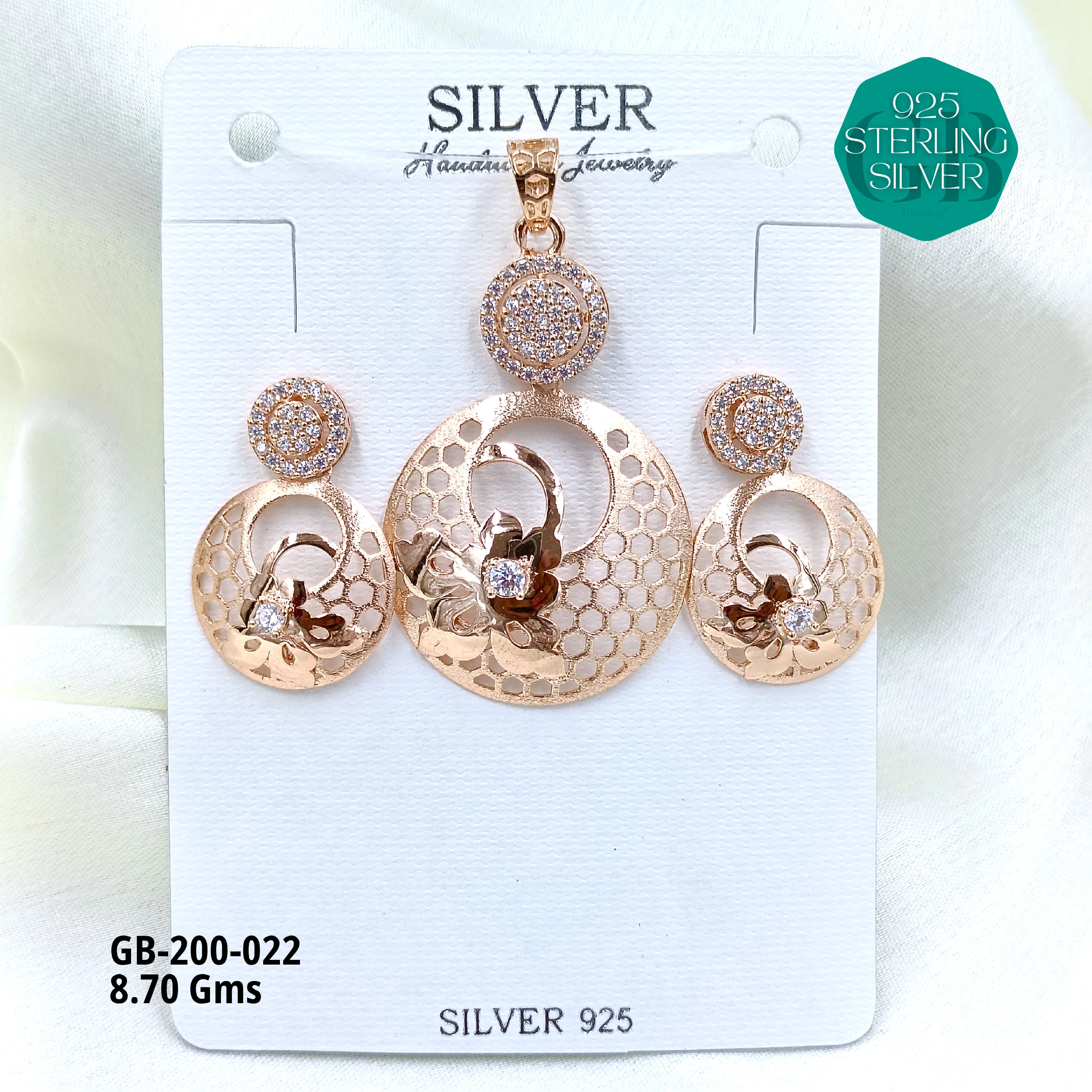 CNC PENDANT SETS - Premium 925 Silver Jewellery - SKU: GB-200-022 - Hyderabad Silver Importers