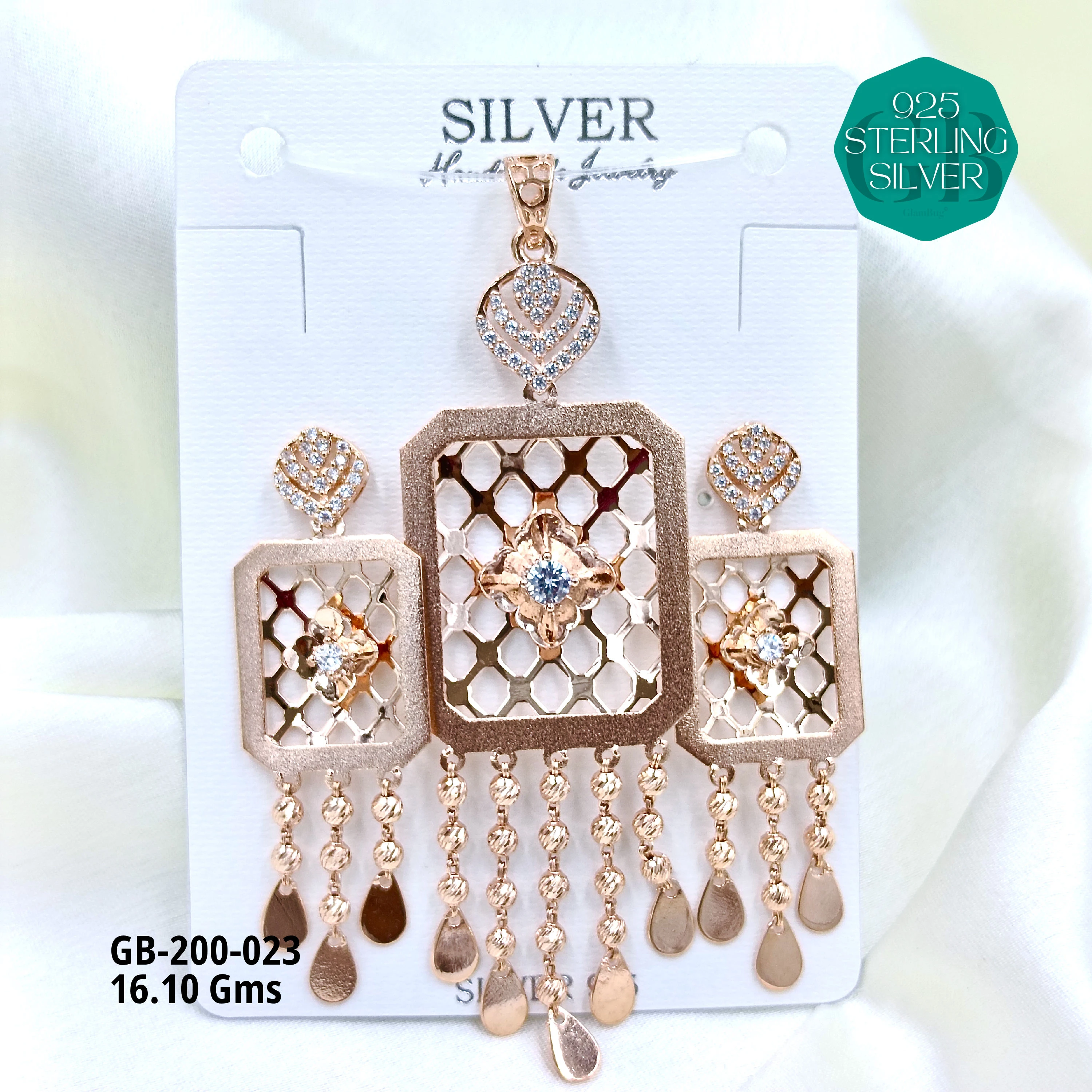CNC PENDANT SETS - Premium 925 Silver Jewellery - SKU: GB-200-023 - Hyderabad Silver Importers