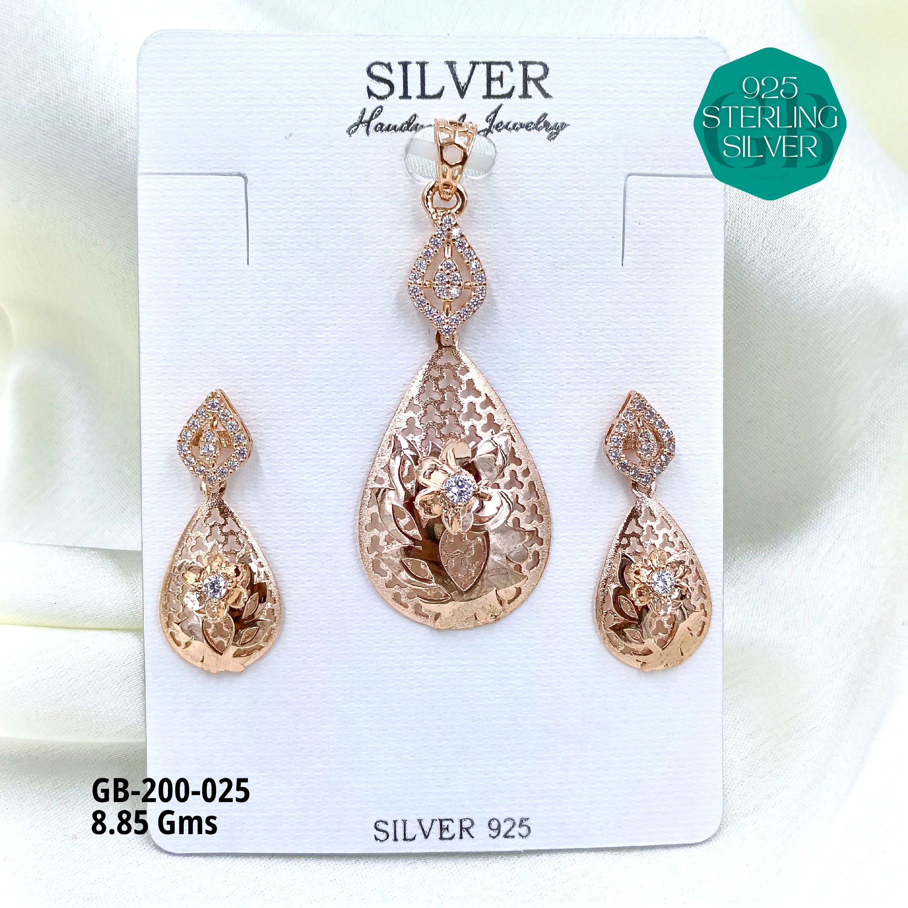 CNC PENDANT SETS - Premium 925 Silver Jewellery - SKU: GB-200-025 - Hyderabad Silver Importers