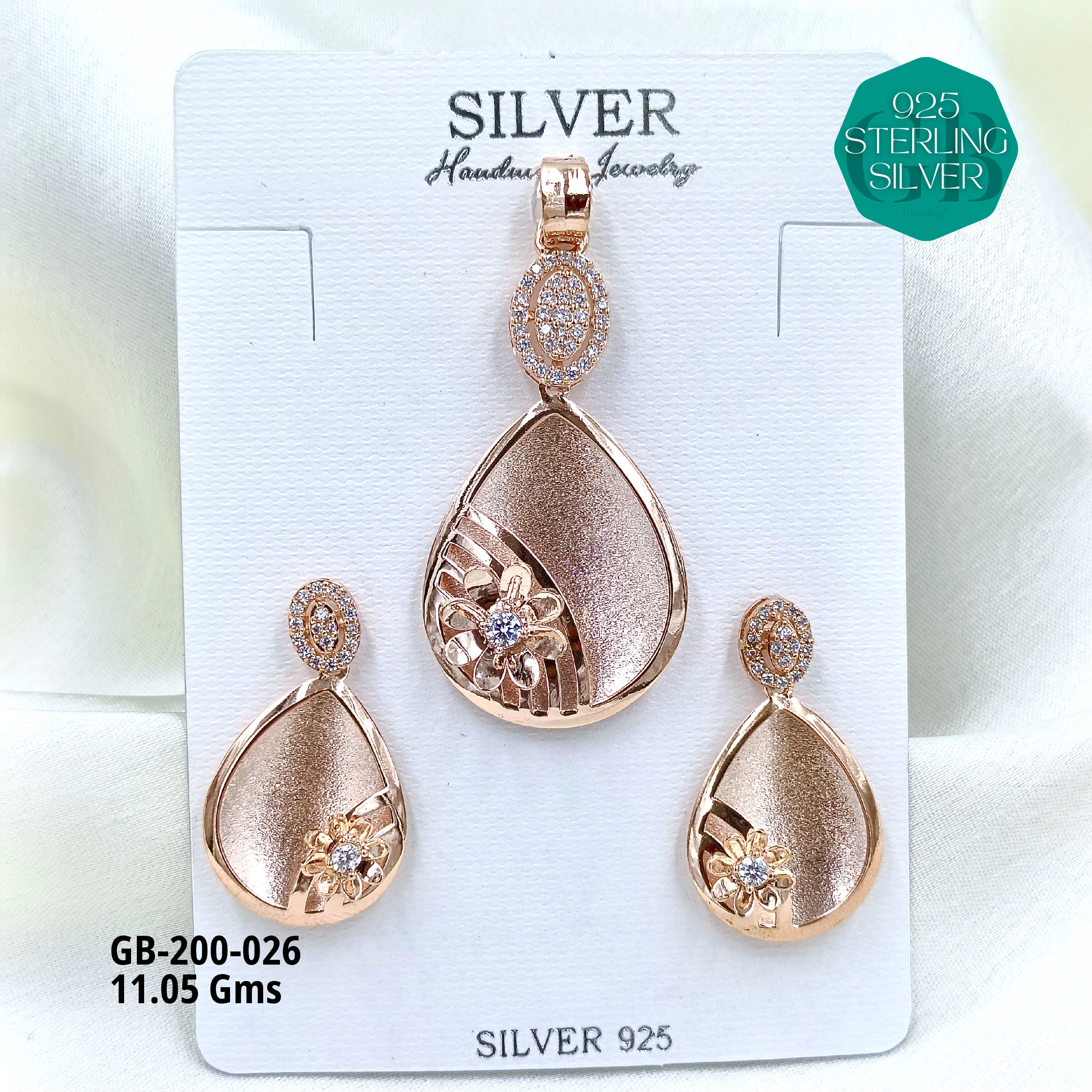 CNC PENDANT SETS - Premium 925 Silver Jewellery - SKU: GB-200-026 - Hyderabad Silver Importers