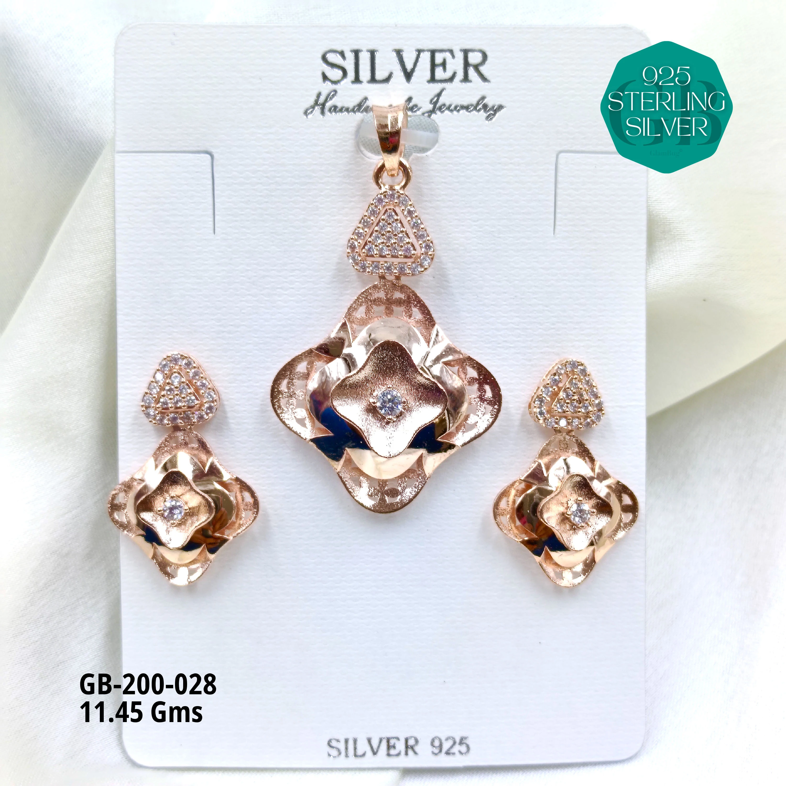 CNC PENDANT SETS - Premium 925 Silver Jewellery - SKU: GB-200-028 - Hyderabad Silver Importers