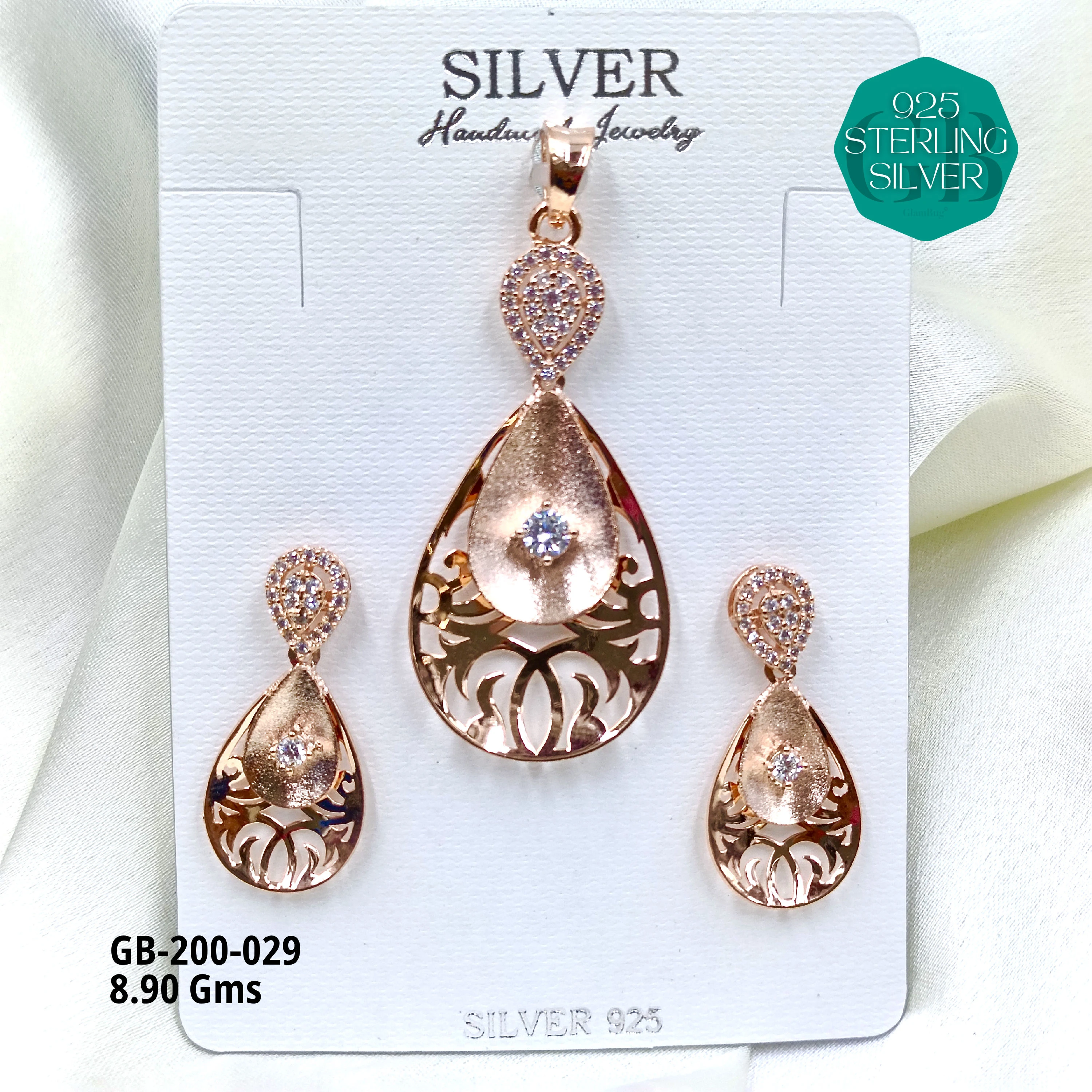 CNC PENDANT SETS - Premium 925 Silver Jewellery - SKU: GB-200-029 - Hyderabad Silver Importers