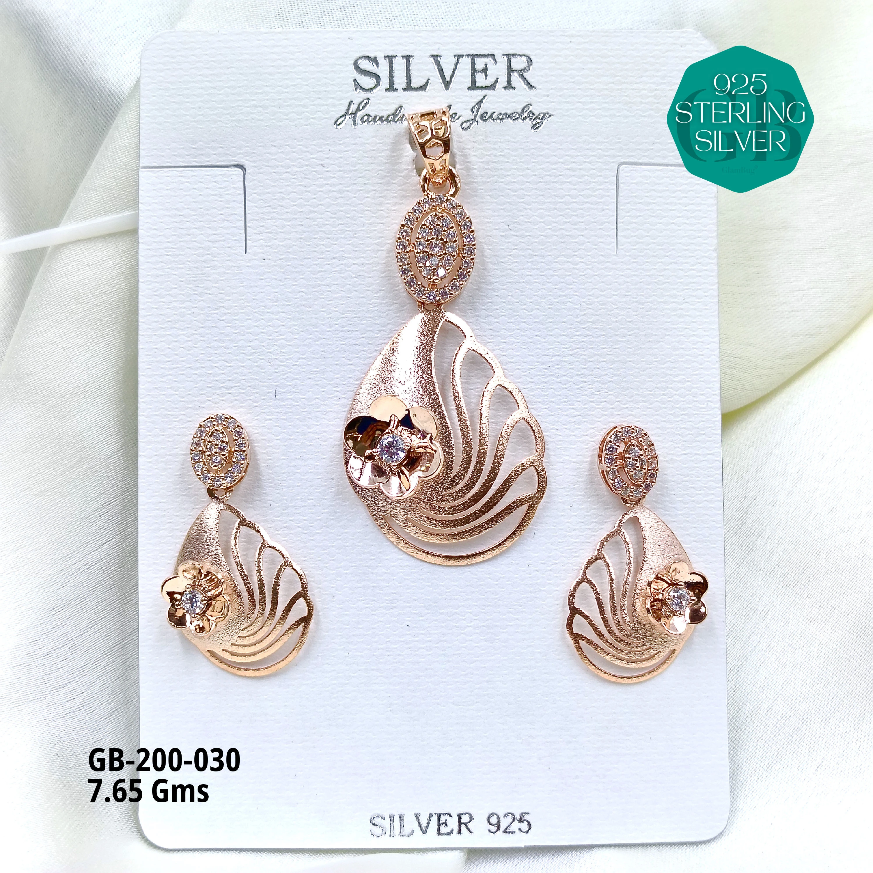CNC PENDANT SETS - Premium 925 Silver Jewellery - SKU: GB-200-030 - Hyderabad Silver Importers