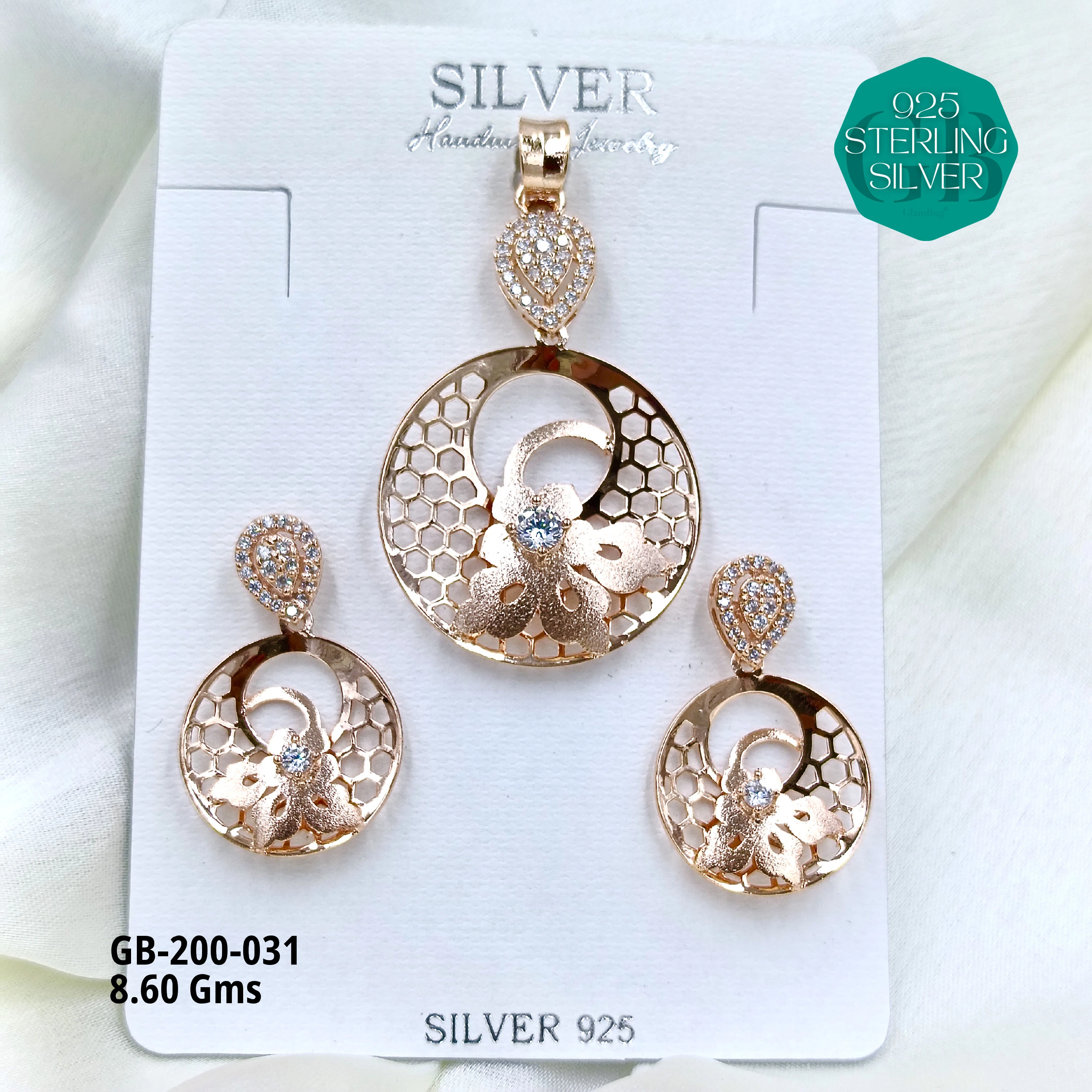CNC PENDANT SETS - Premium 925 Silver Jewellery - SKU: GB-200-031 - Hyderabad Silver Importers