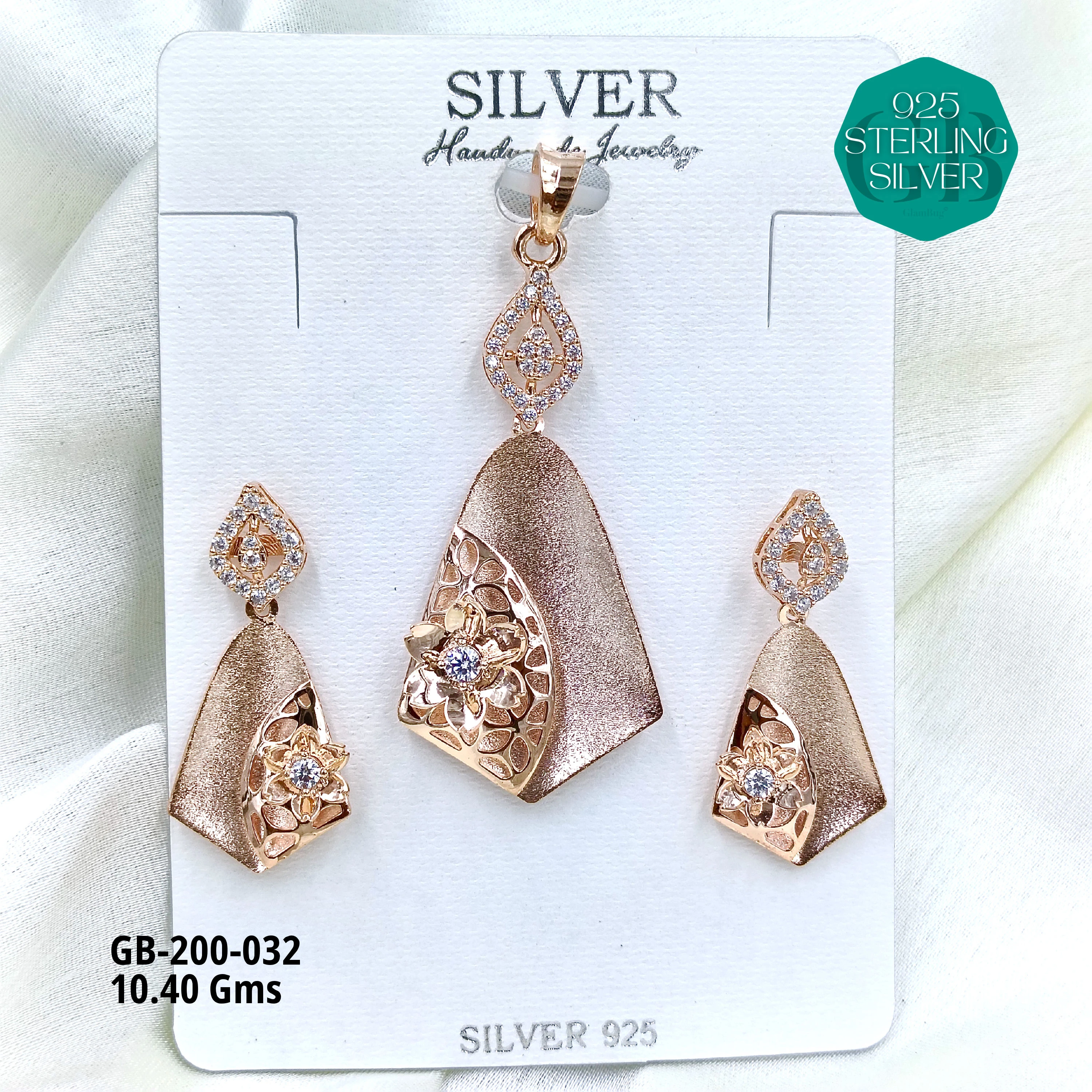 CNC PENDANT SETS - Premium 925 Silver Jewellery - SKU: GB-200-032 - Hyderabad Silver Importers