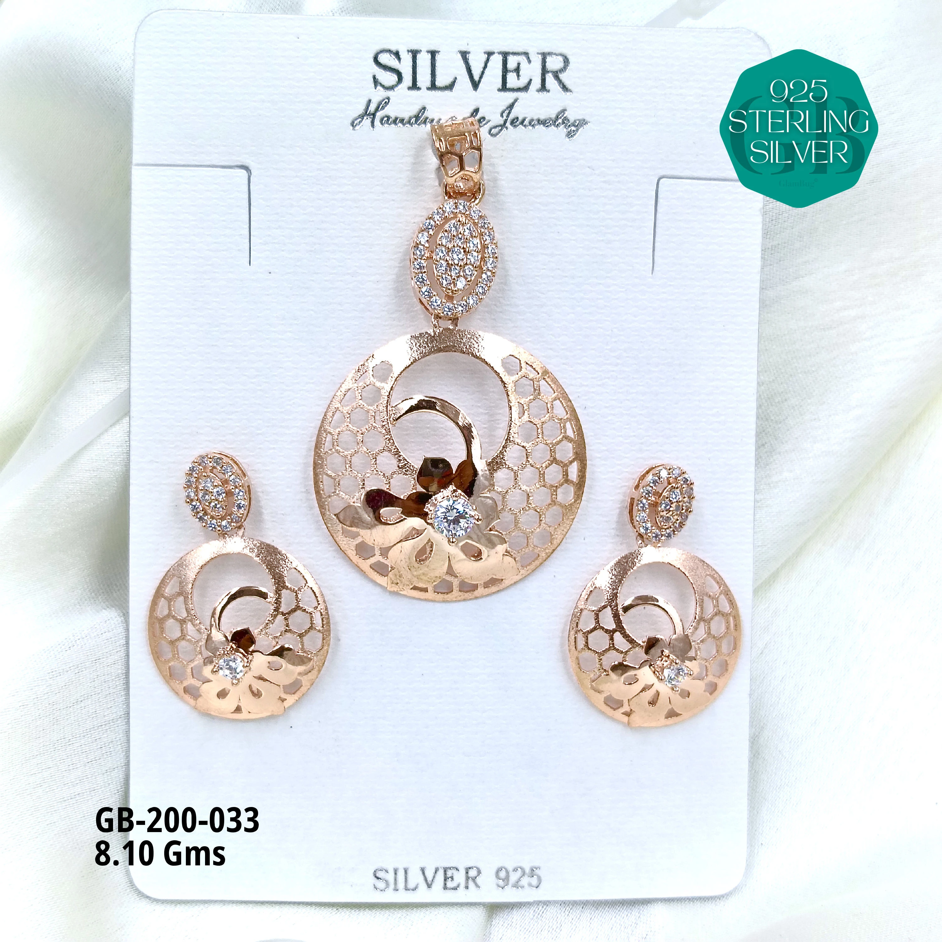 CNC PENDANT SETS - Premium 925 Silver Jewellery - SKU: GB-200-033 - Hyderabad Silver Importers