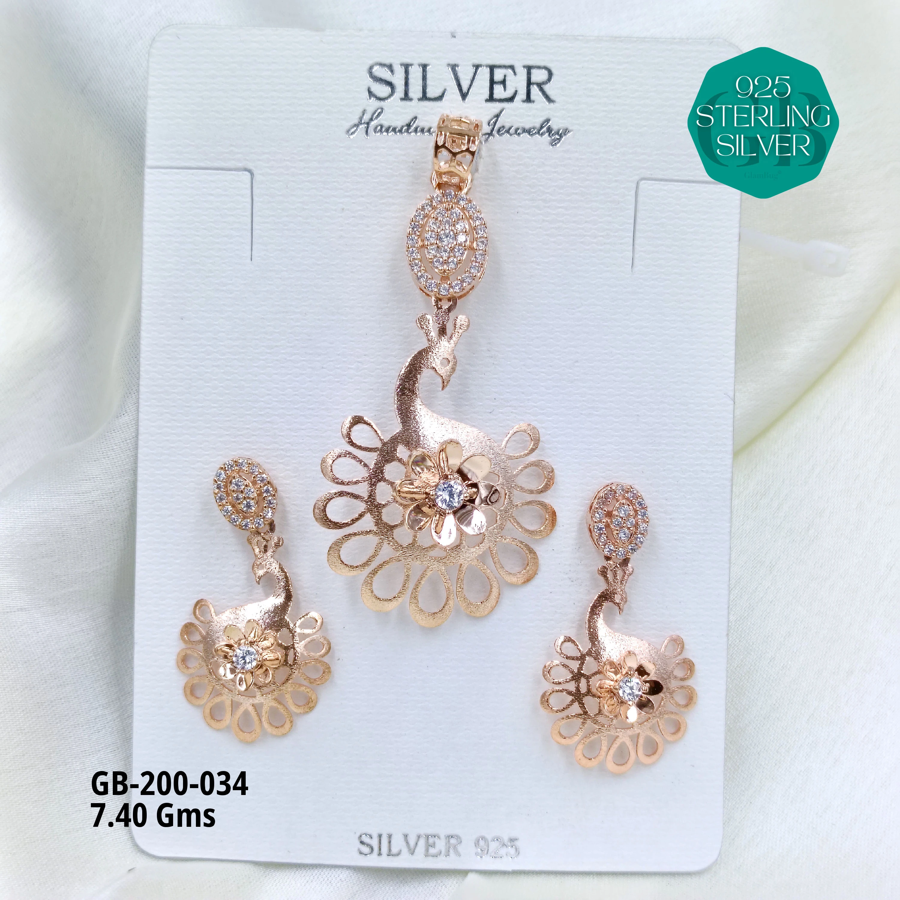 CNC PENDANT SETS - Premium 925 Silver Jewellery - SKU: GB-200-034 - Hyderabad Silver Importers